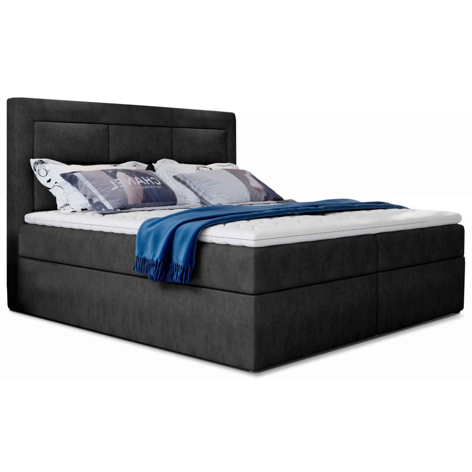 Boxspring KORBELA 06 140x200, tmavě šedá látka