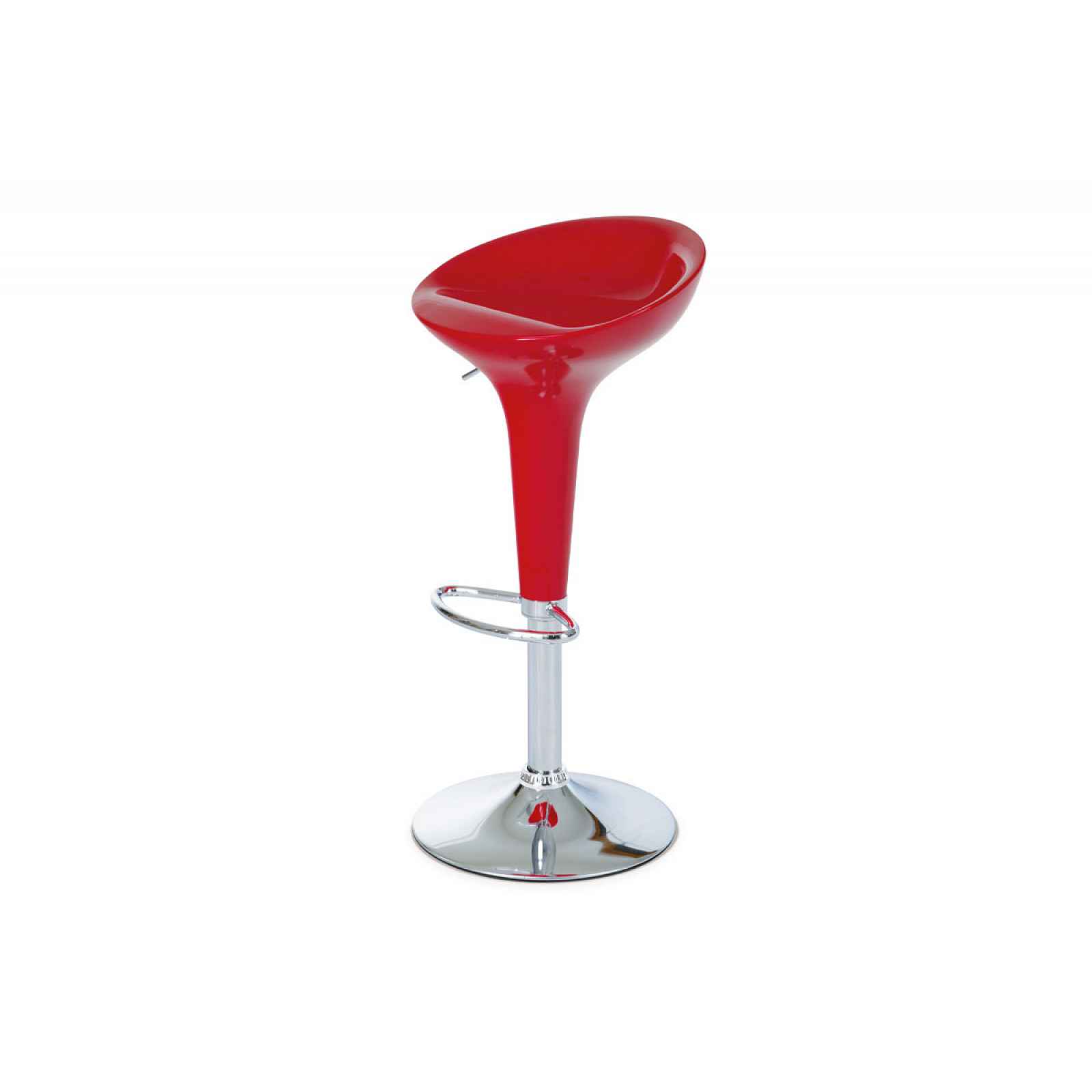 Barová židle červená/plast chrom