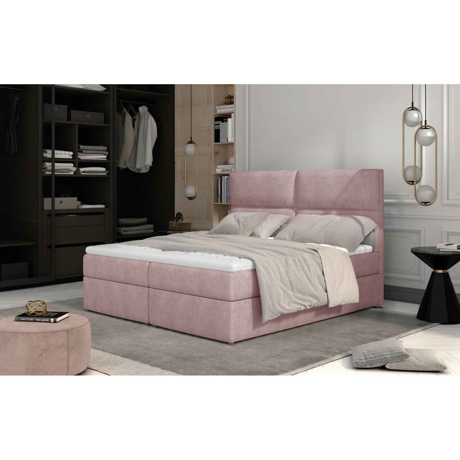 Boxspring PILANSI 12 160x200, růžová látka