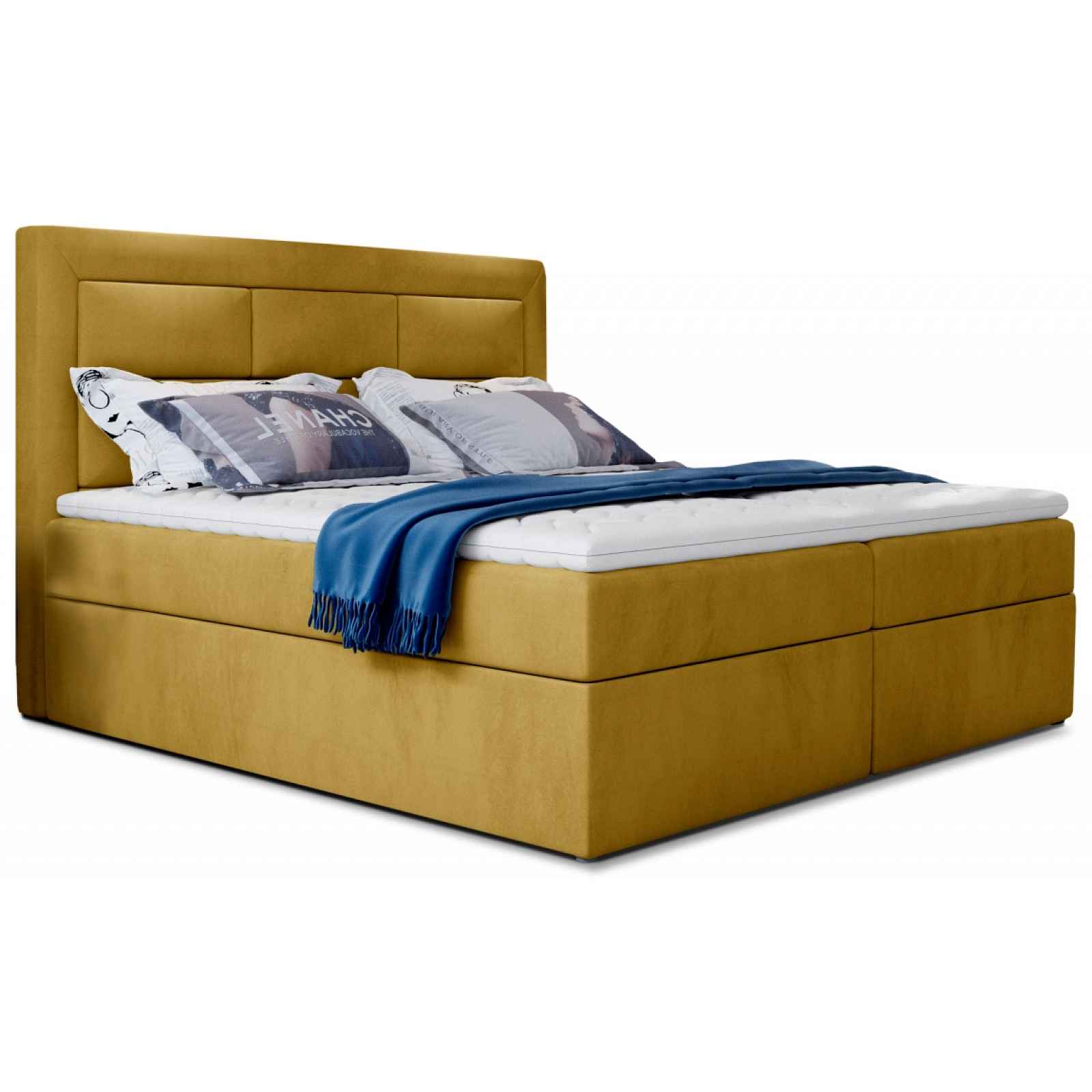 Boxspring KORBELA 15 140x200, žlutá látka