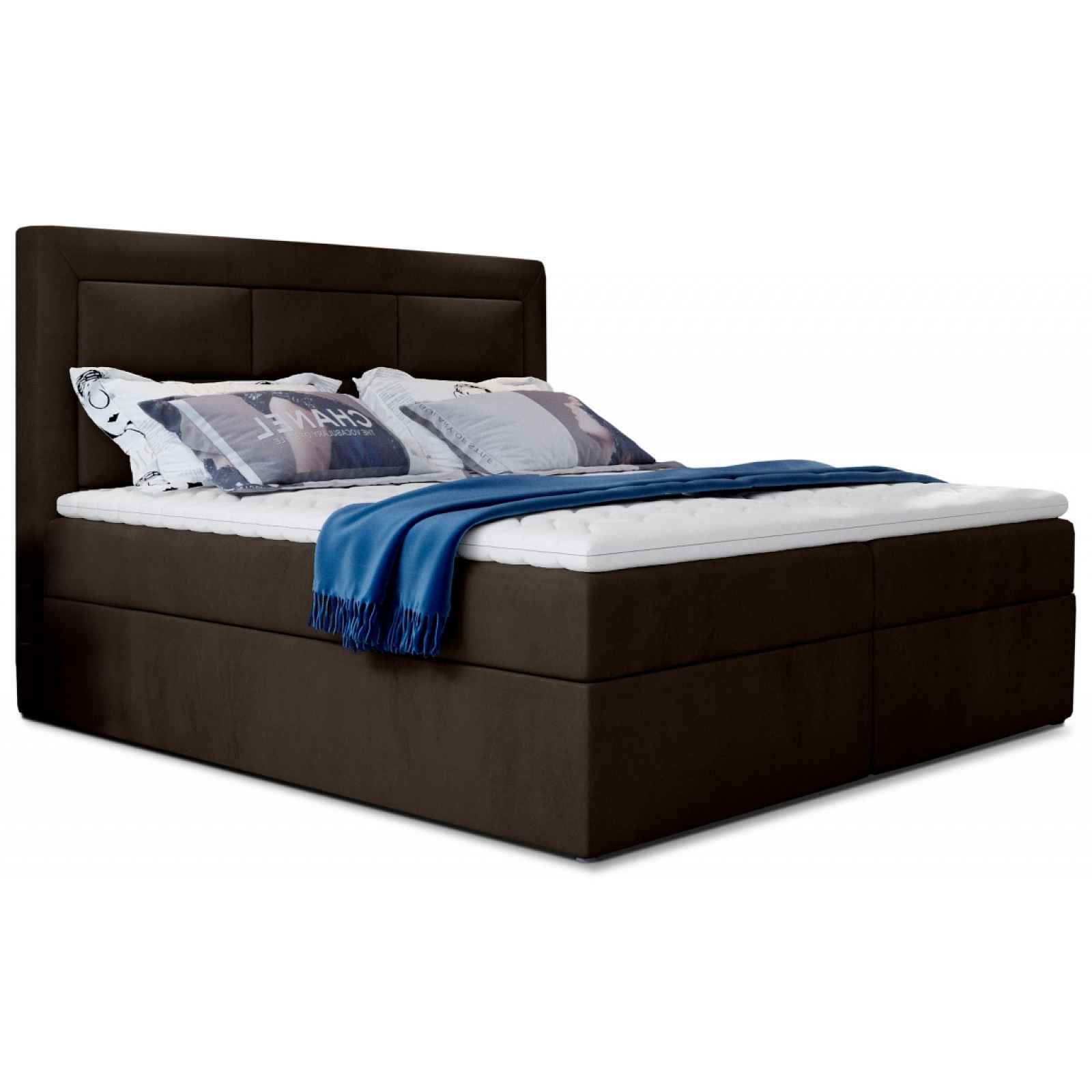 Boxspring KORBELA 11 160x200, tmavě hnědá látka