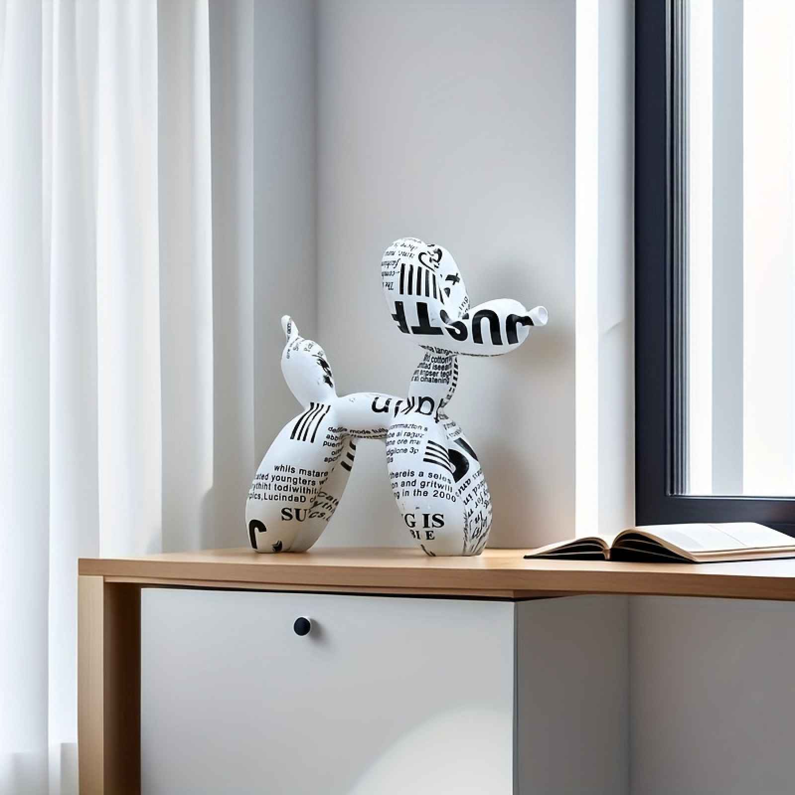 TEMU 1 ks Rozkošné figurky psíka z balónů ve vintage stylu, ideální pro domácí dekoraci - minimalistické umění, ozdoba na stůl, valentýnský dárek a