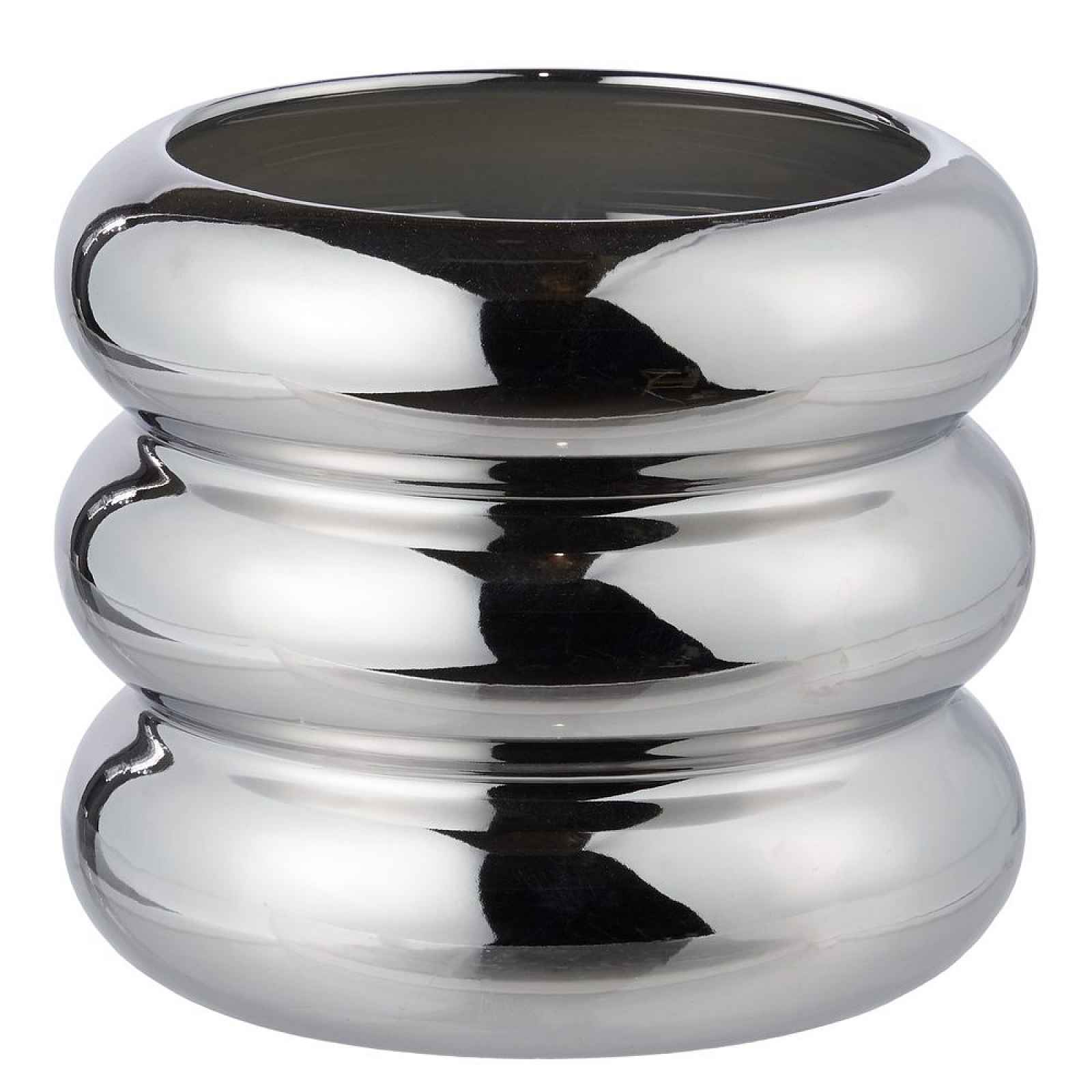 Butlers HOOP Květináč 15 cm - stříbrná