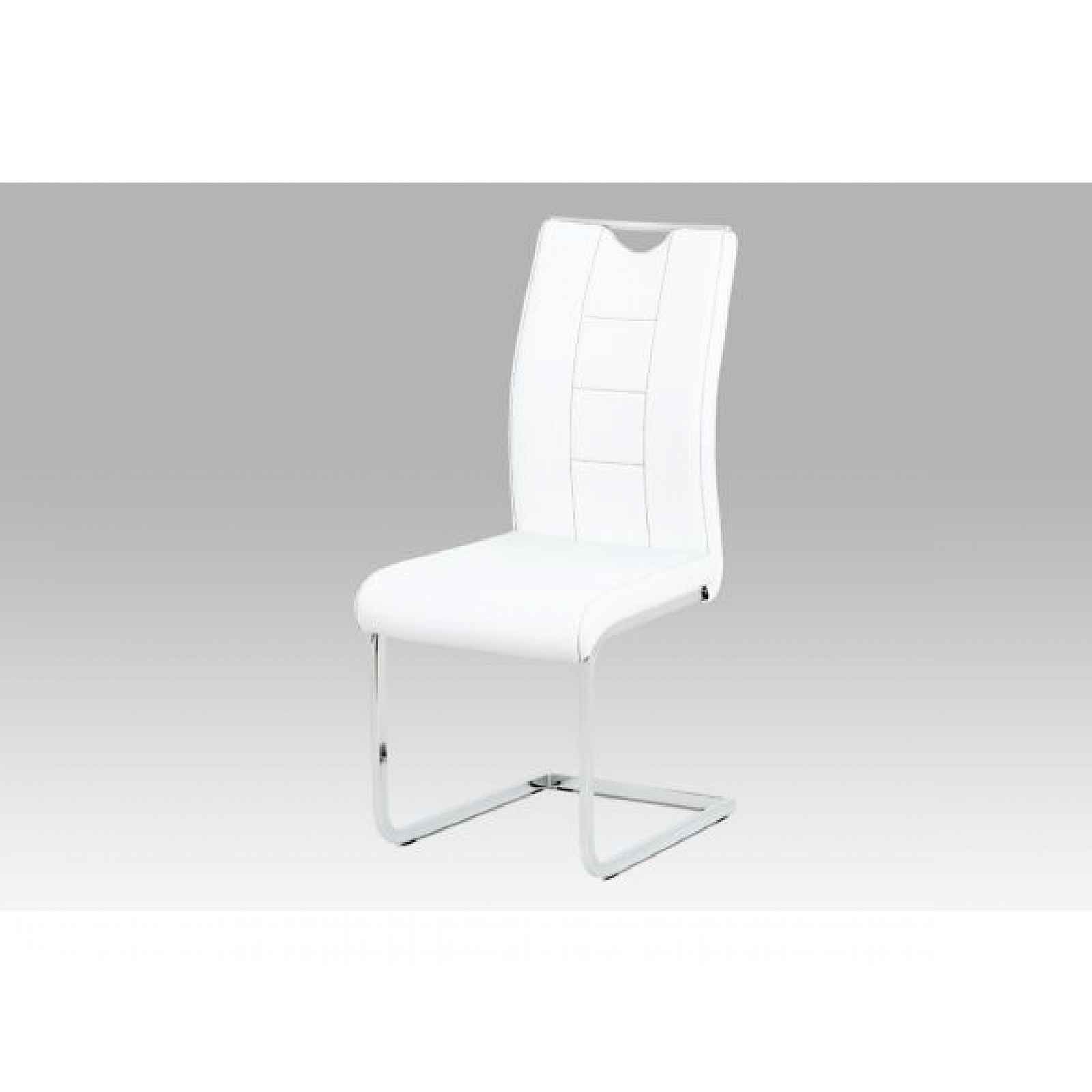 Jídelní židle ekokůže / kov Autronic Bílá