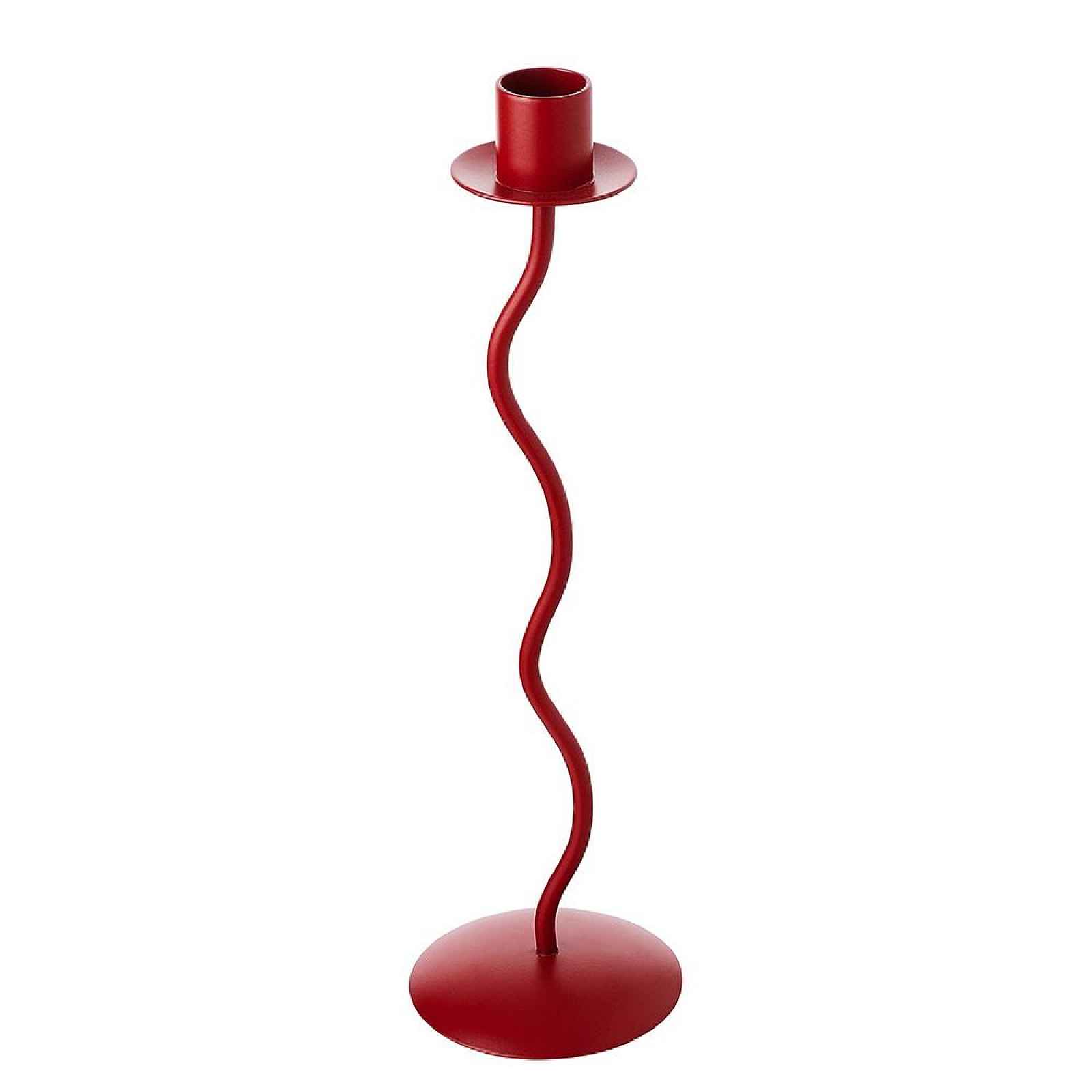 Butlers HIGHLIGHT Svícen na dlouhou svíčku 30 cm - tm. červená