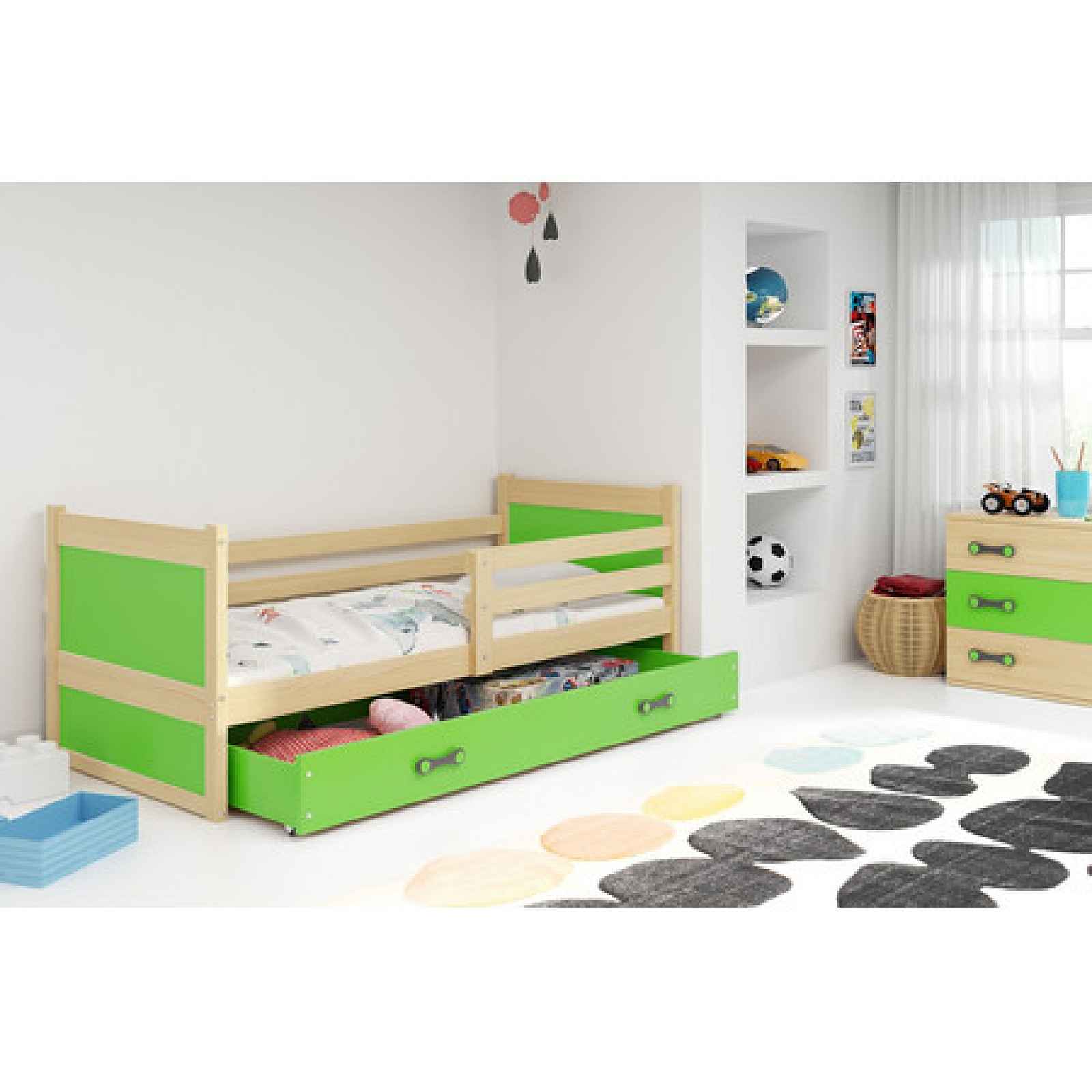 Dětská postel RICO 200x90 cm Borovice Zelená
