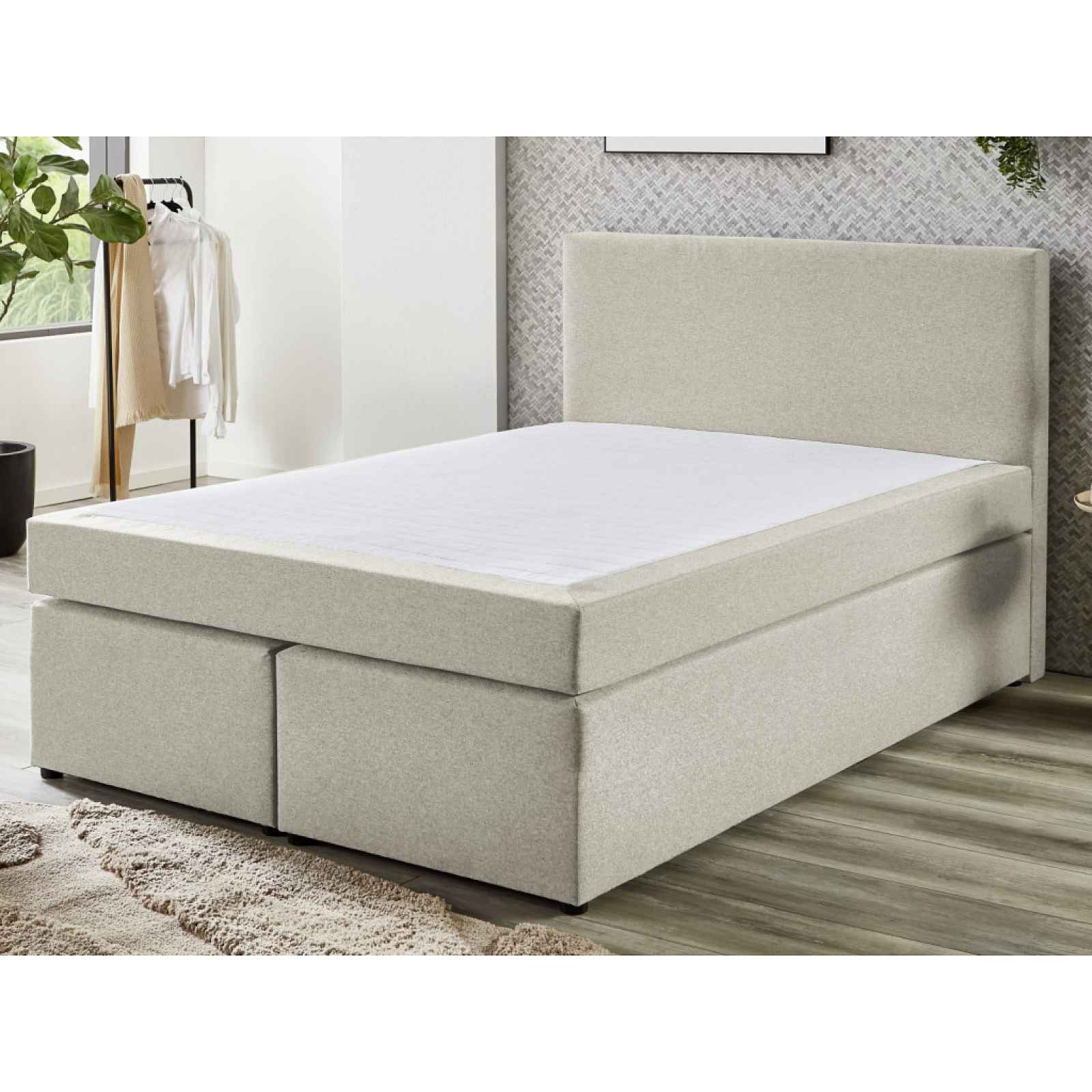Postel boxspring Aston 160x200 cm, béžová látka