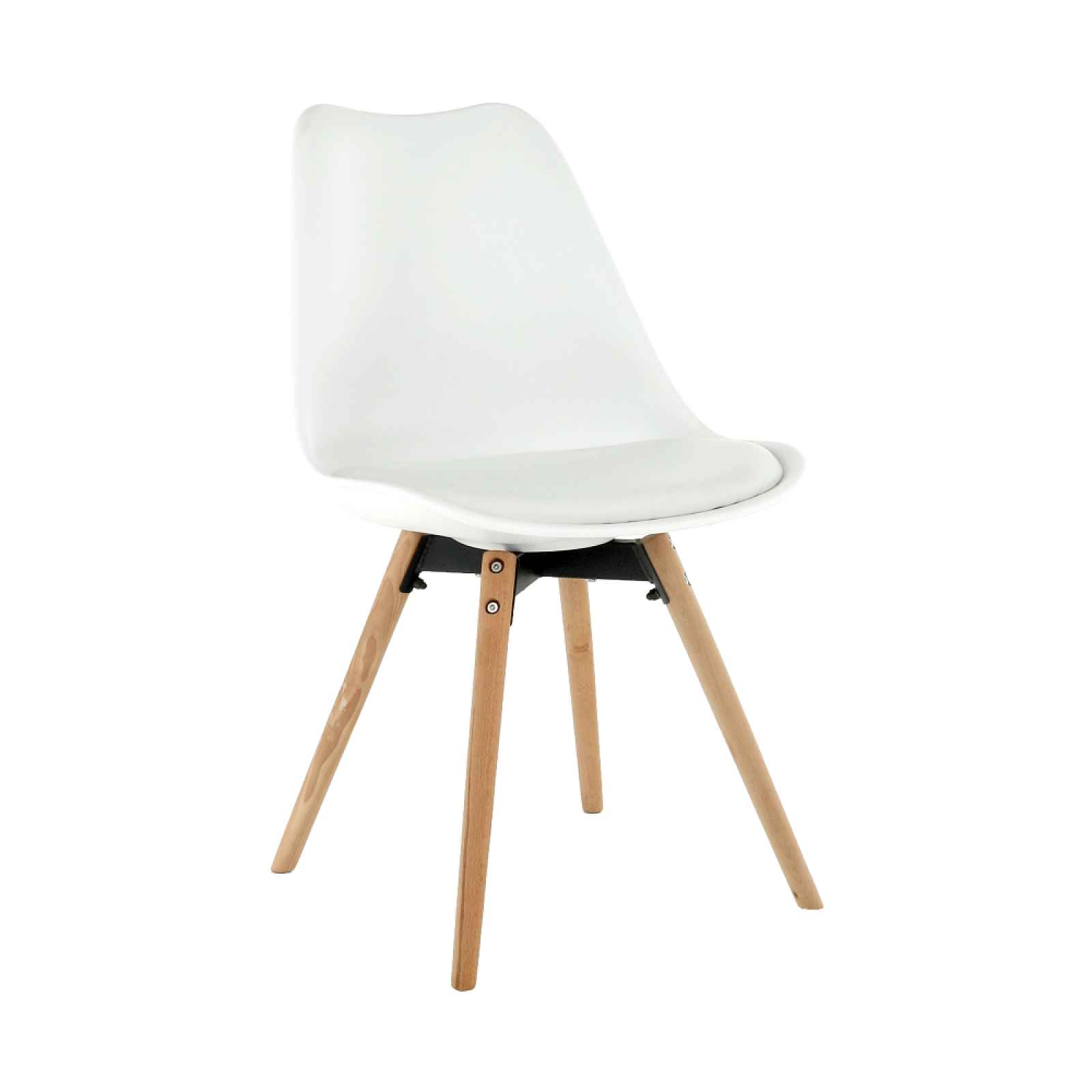 Jídelní židle SEMER NEW dřevo, buk / plast / ekokůže Bílá