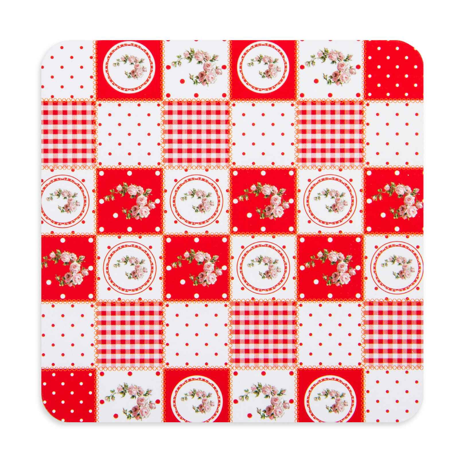 Korkové prostírání Country red, 10 x 10 cm, sada 4 ks