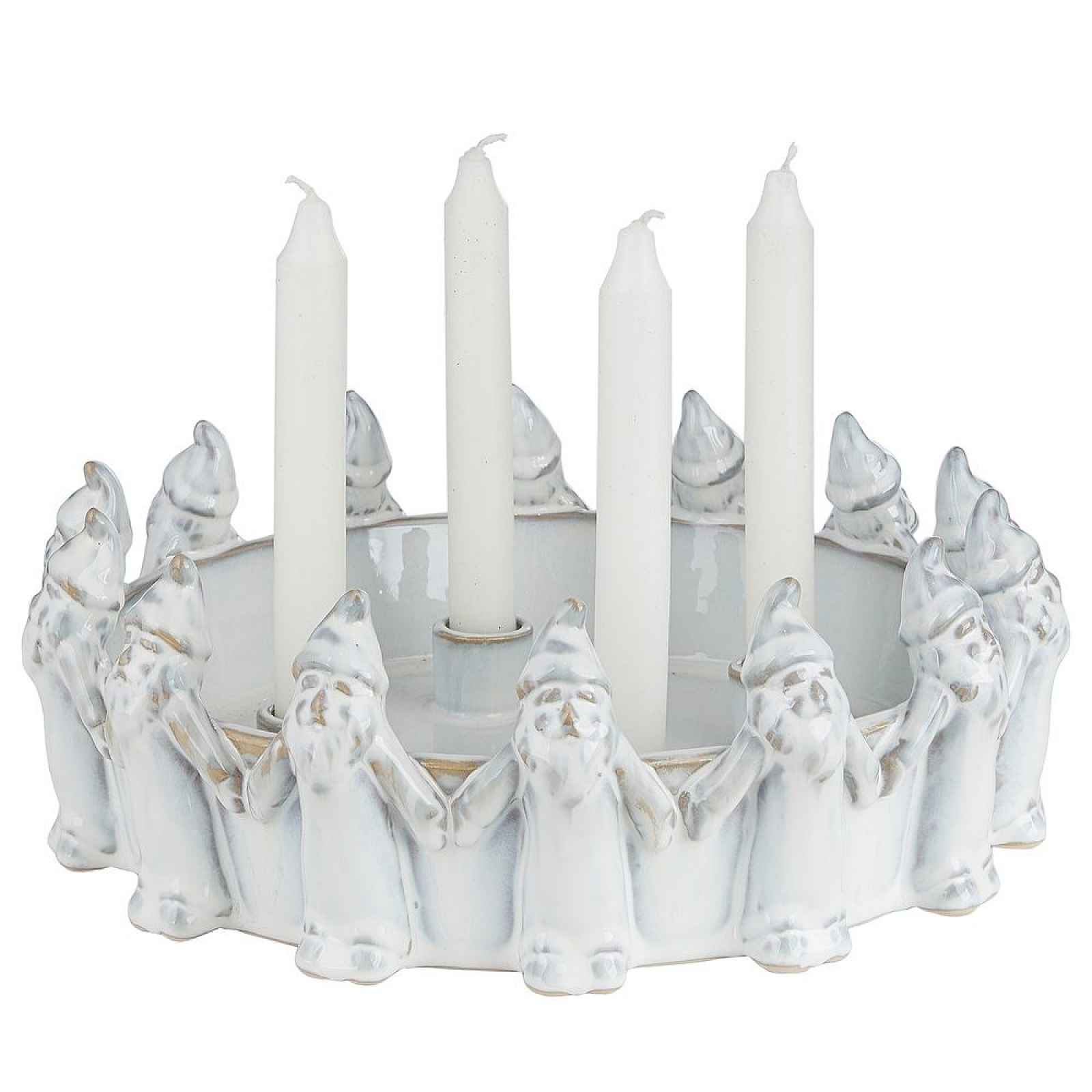 Butlers Adventní věnec keramický skřítci - béžová