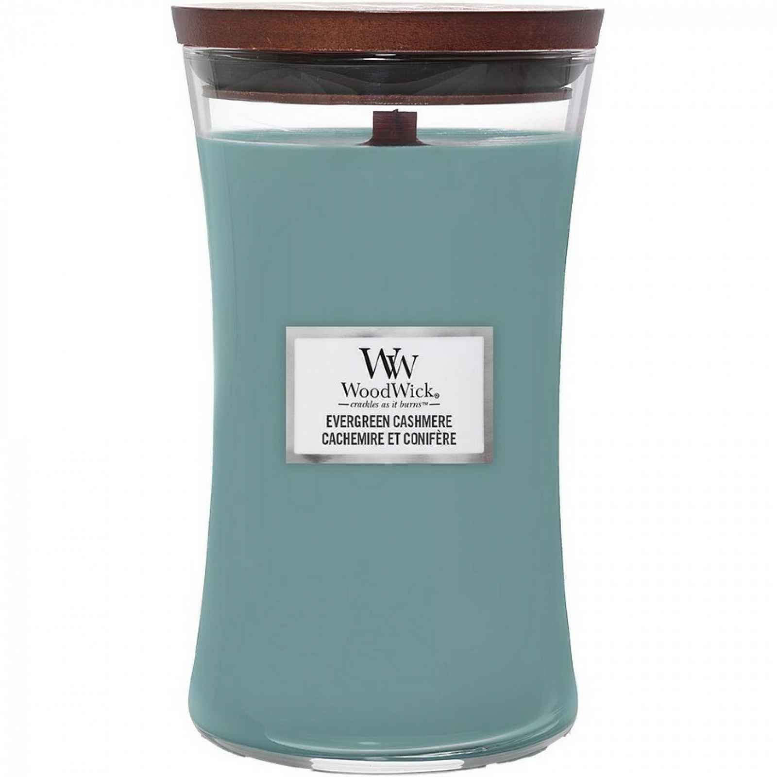 Woodwick Vonná svíčka váza velká Evergreen Cashmere, 609 g