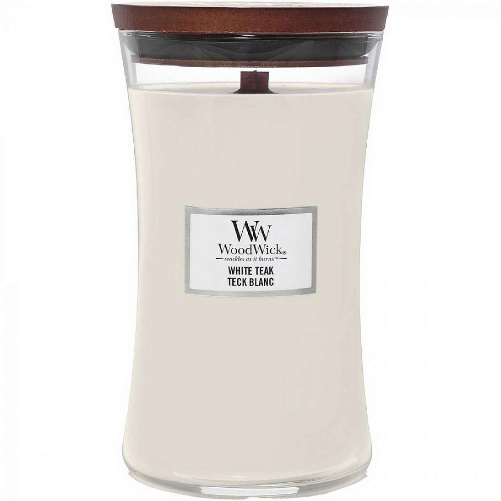 Woodwick Vonná svíčka váza velká White Teak, 609 g
