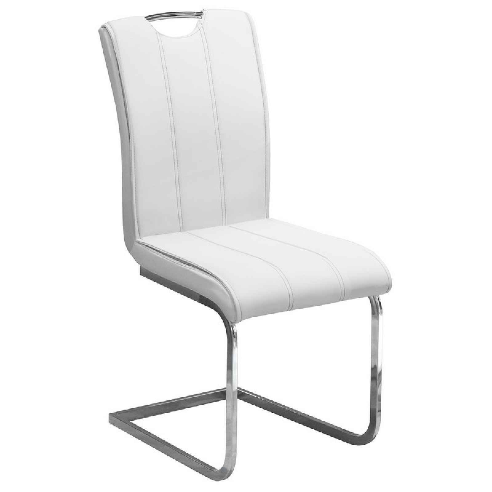 Jídelní židle Elza, bílá ekokůže - 46x99x57 cm