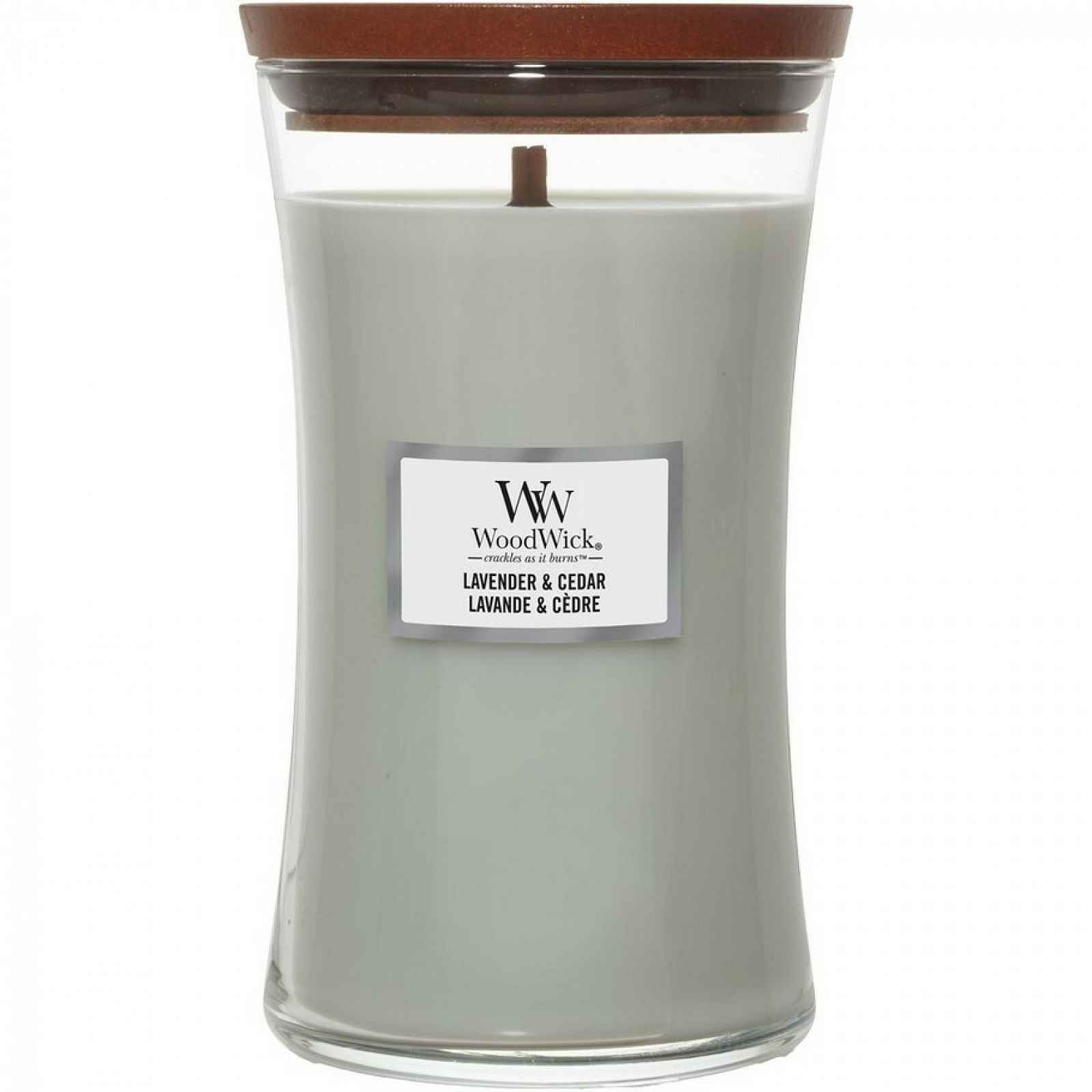 Woodwick Vonná svíčka váza velká Lavender & Cedar, 609 g