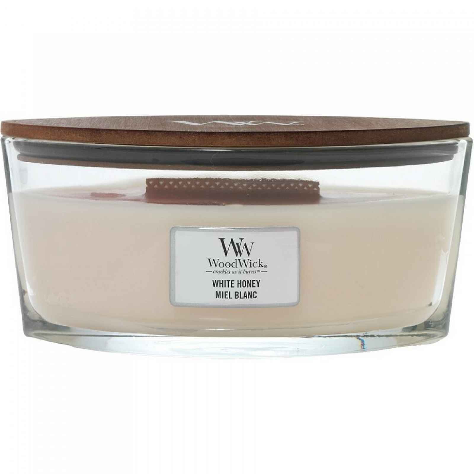 Woodwick Vonná svíčka loď White Honey, 453 g
