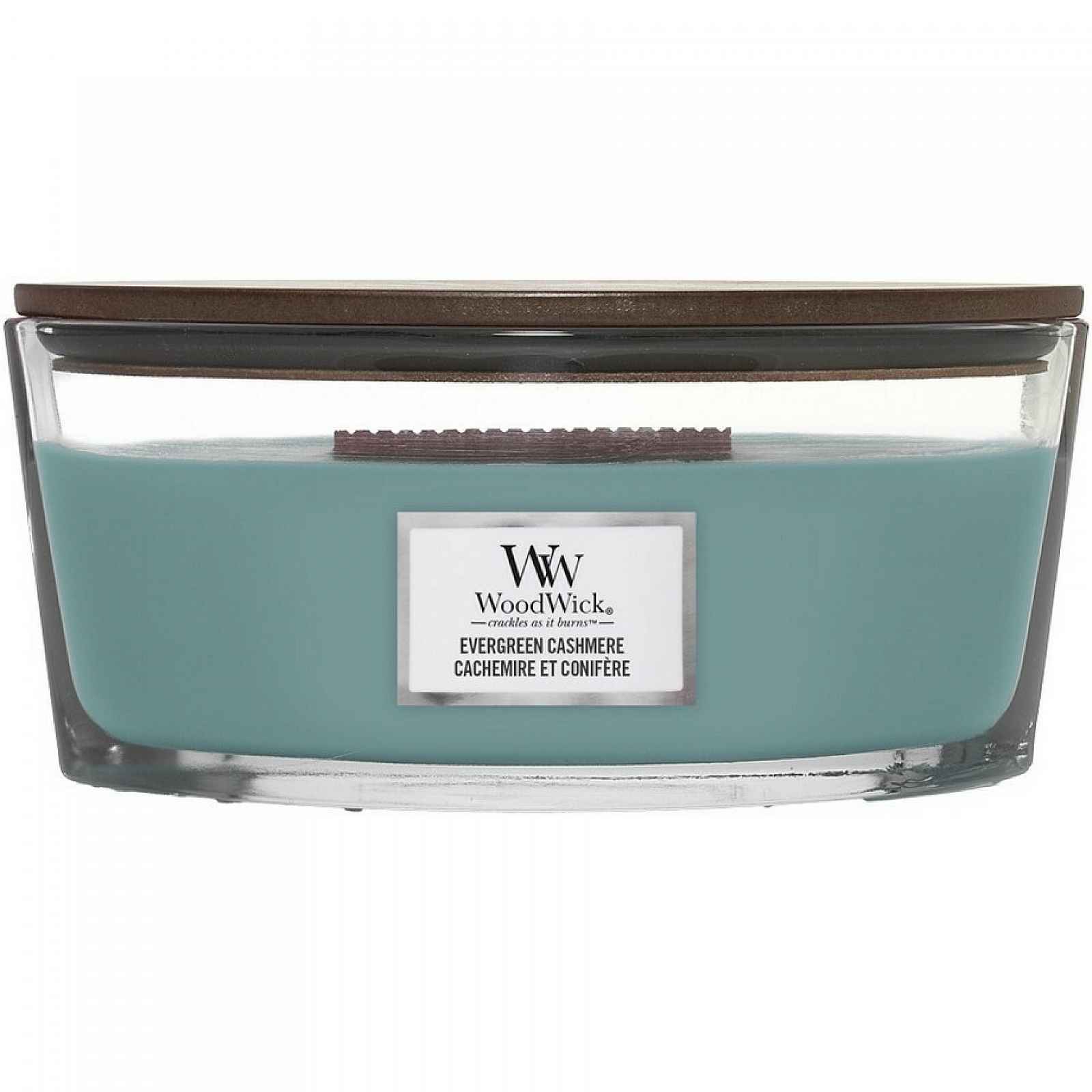 Woodwick Vonná svíčka loď Evergreen Cashmere, 453 g