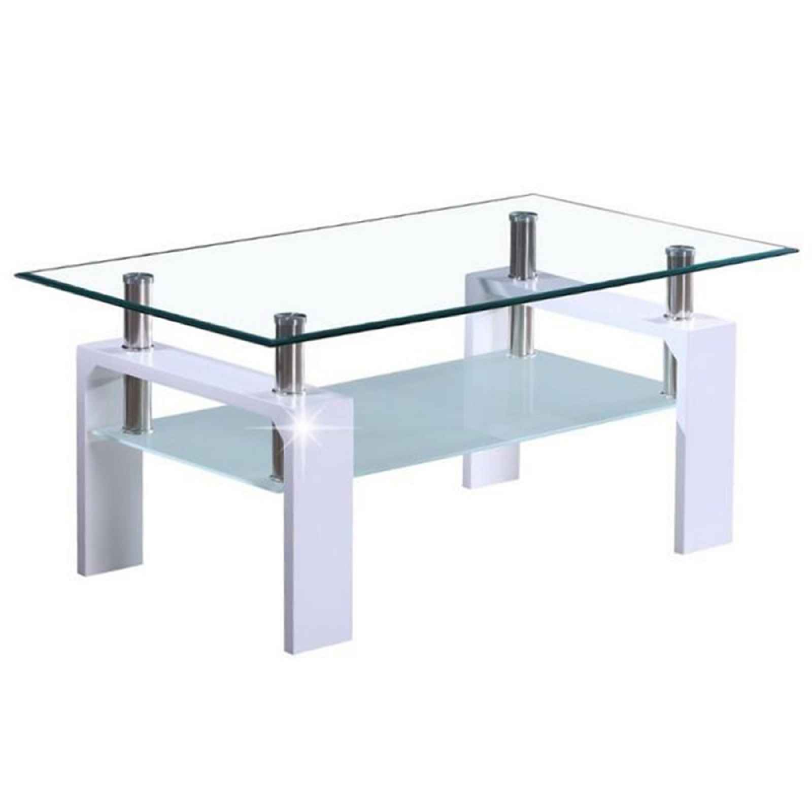 LIBOR konferenční stolek, sklo/bílý lesk