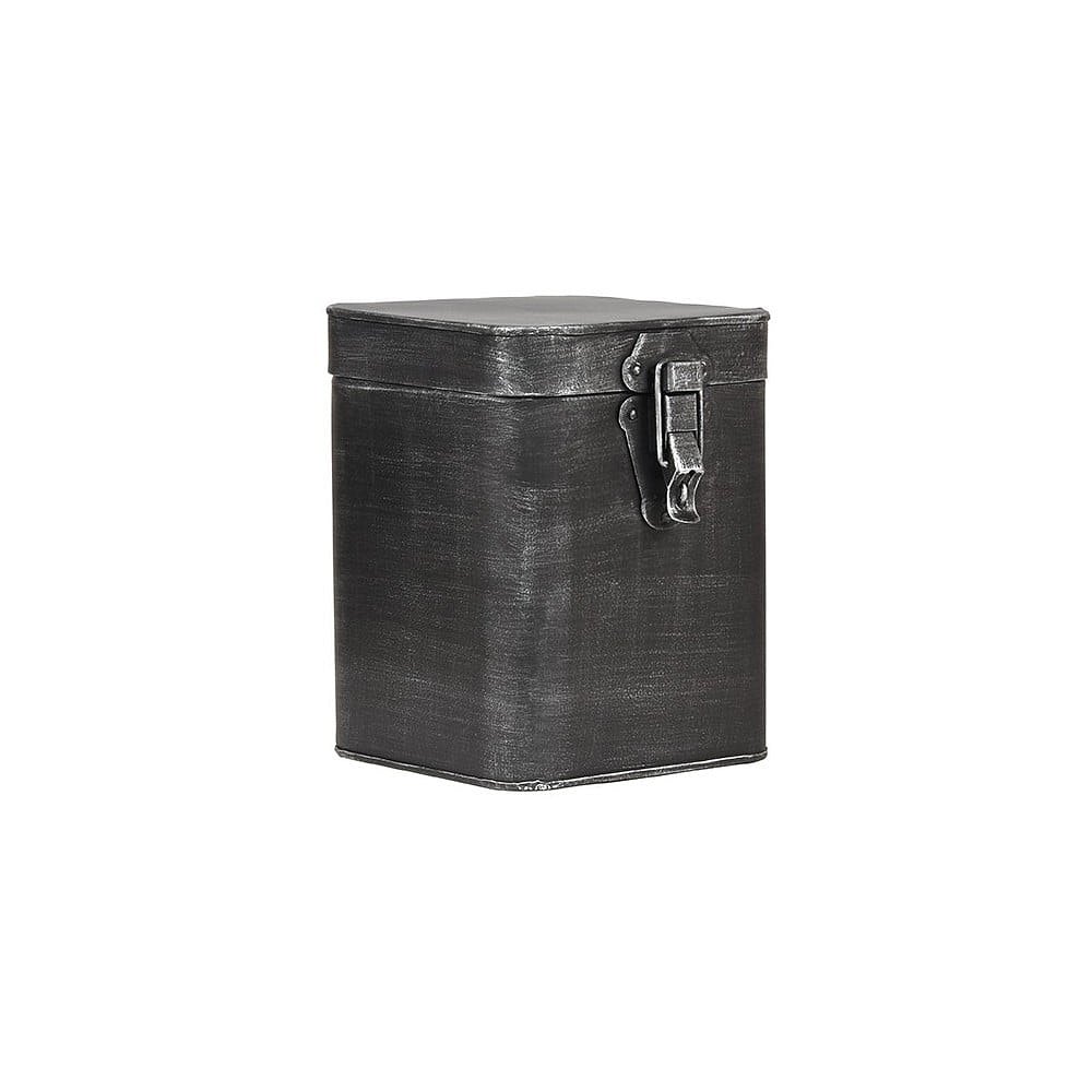 Černá kovová úložná dóza LABEL51, výška 18,5 cm
