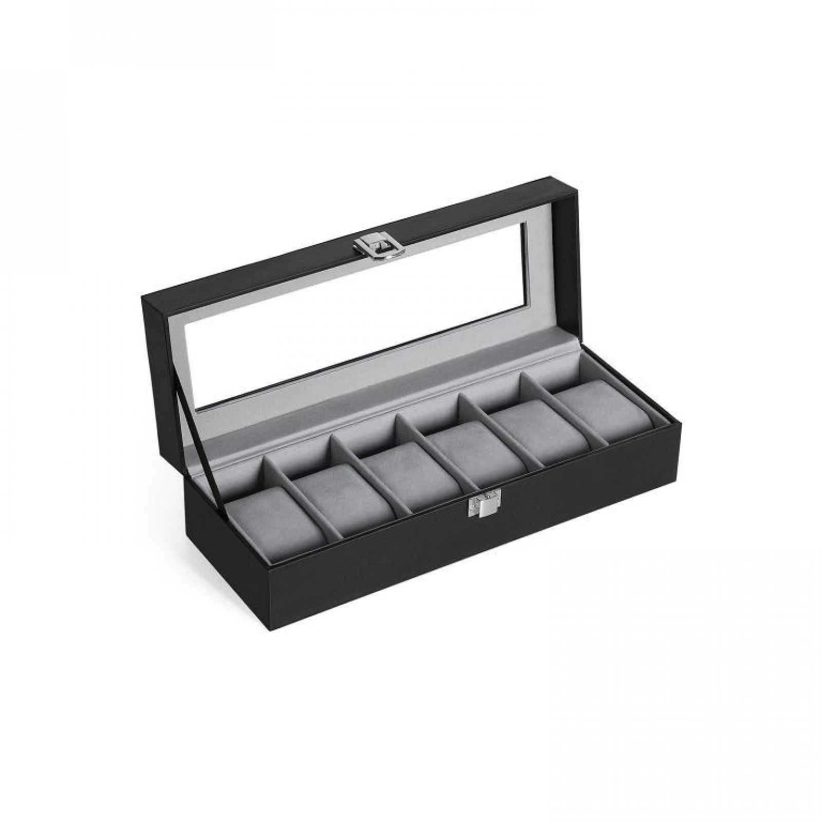 Box na hodinky SONGMICS, 6 přihrádek, černá eko kůže