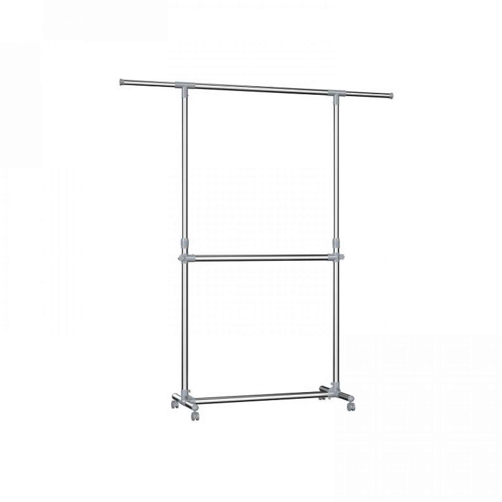 Dvojitý šatní stojan na kolečkách, výška 113–198 cm