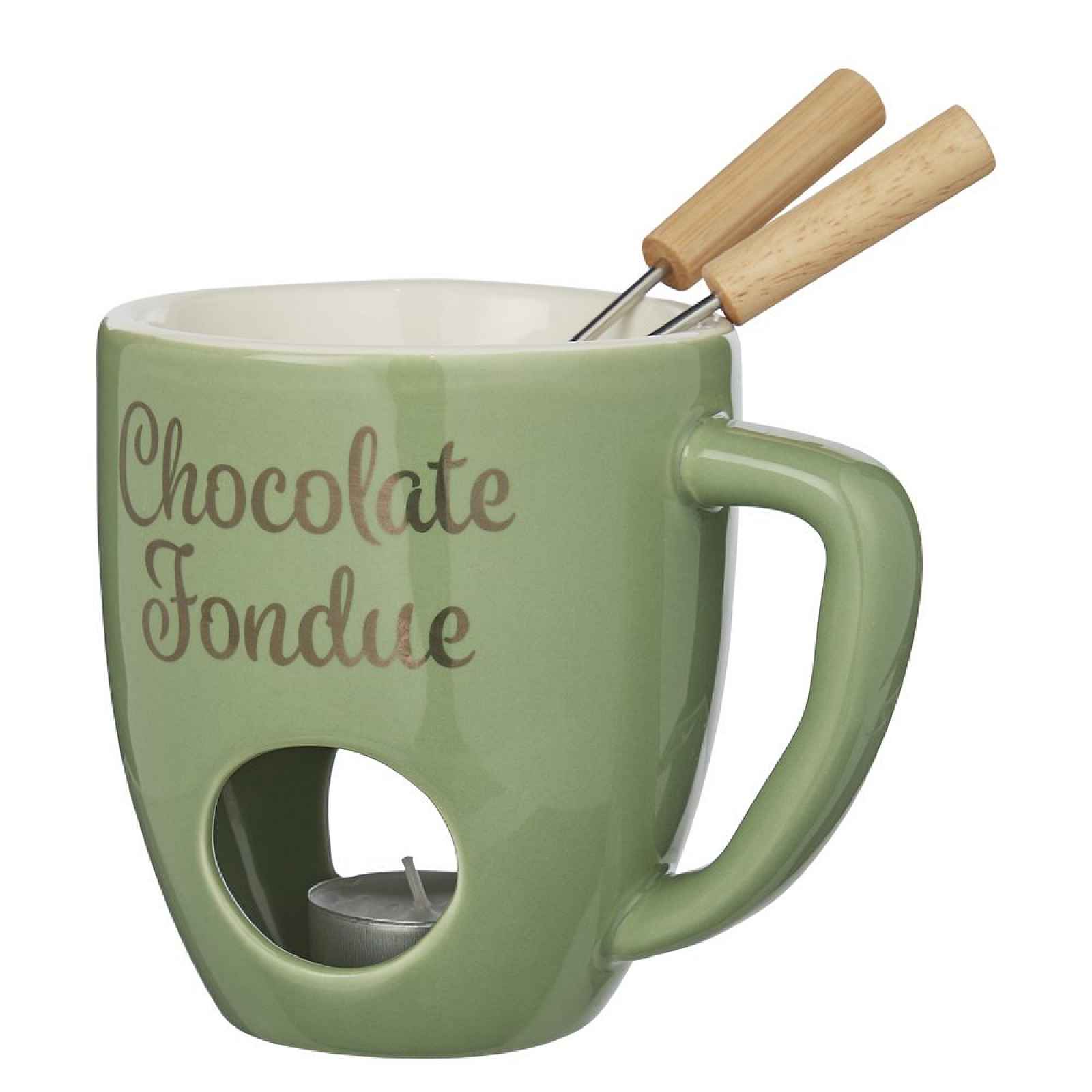Butlers CHOCOLATE FONDUE Hrnek se 2 vidličkami - sv. zelená