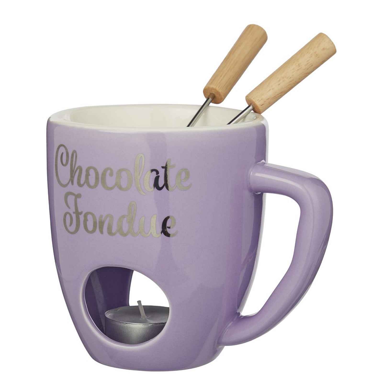 Butlers CHOCOLATE FONDUE Hrnek se 2 vidličkami - fialová
