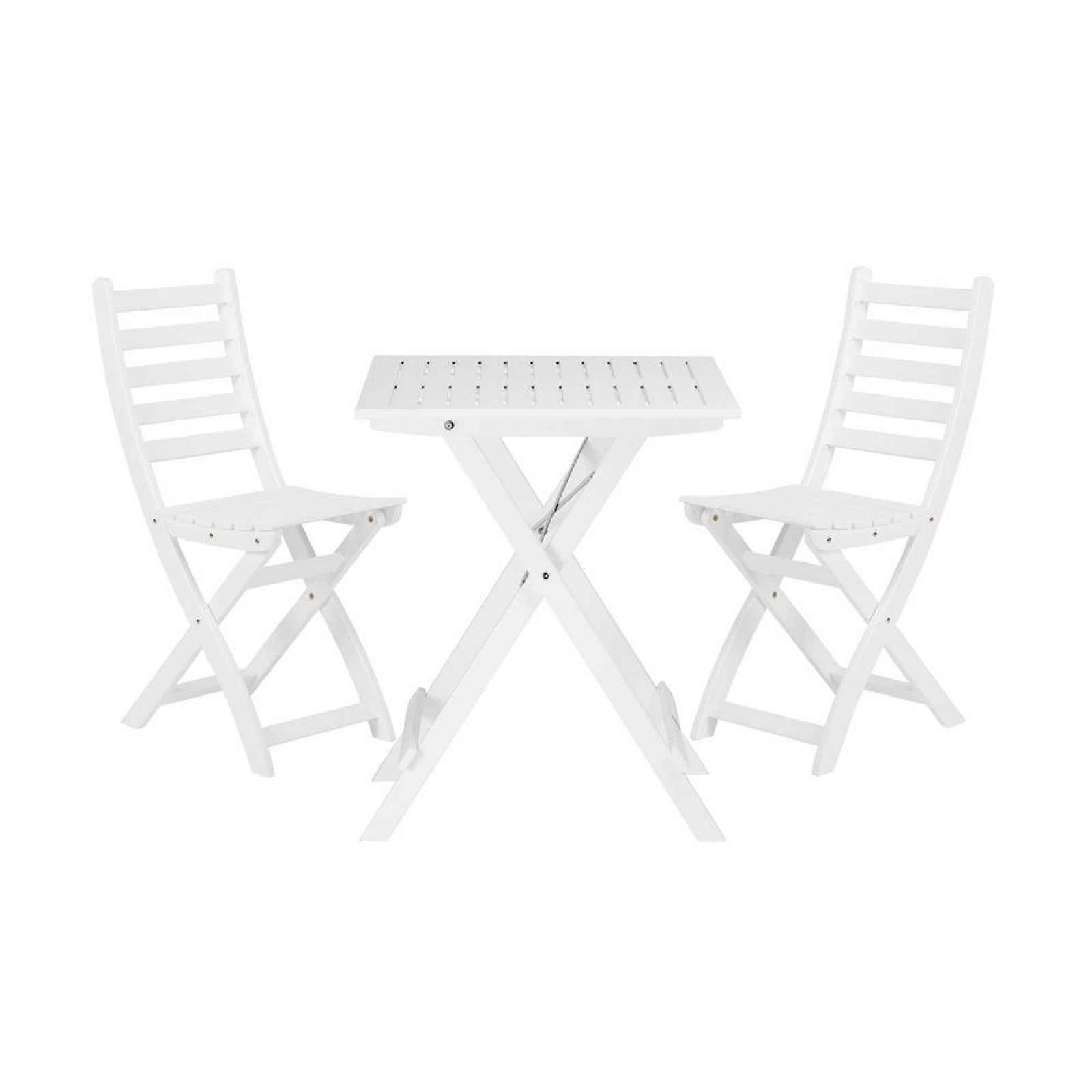 LODGE Set zahradního nábytku 2 ks židle a 1 ks stůl - bílá