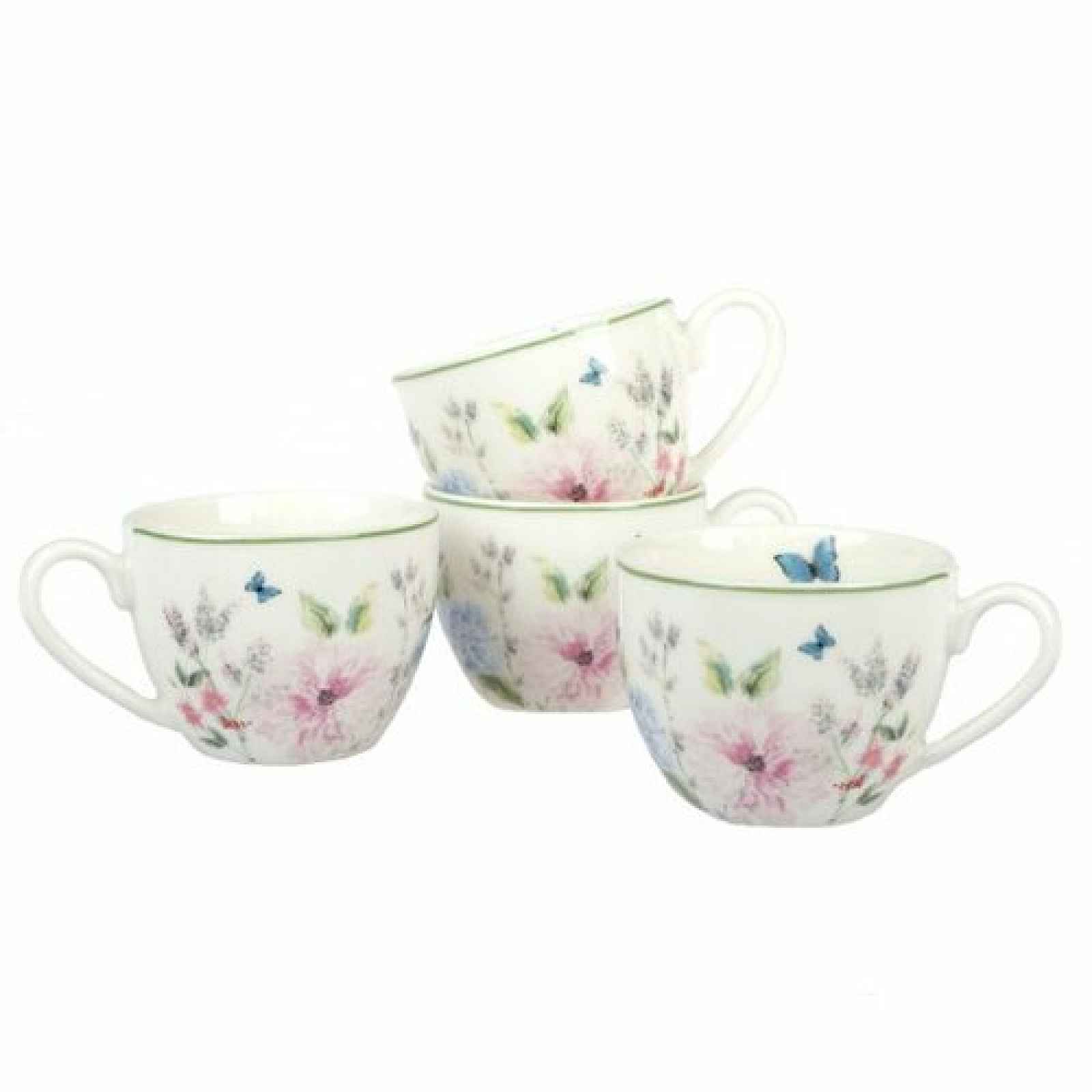 4dílná sada porcelánových šálků Flower Garden, 90 ml