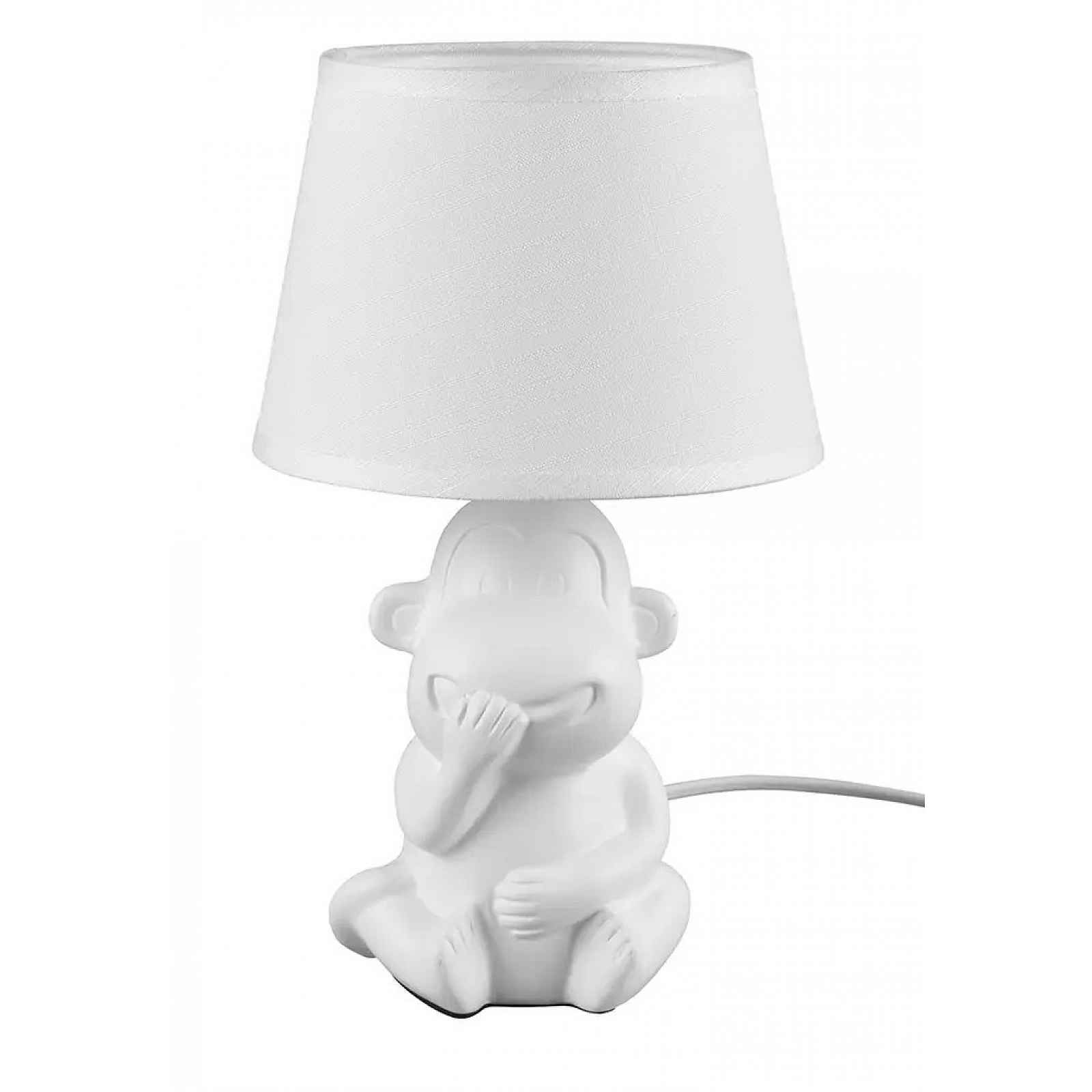 Stolní lampa Chita, motiv opice, bílá