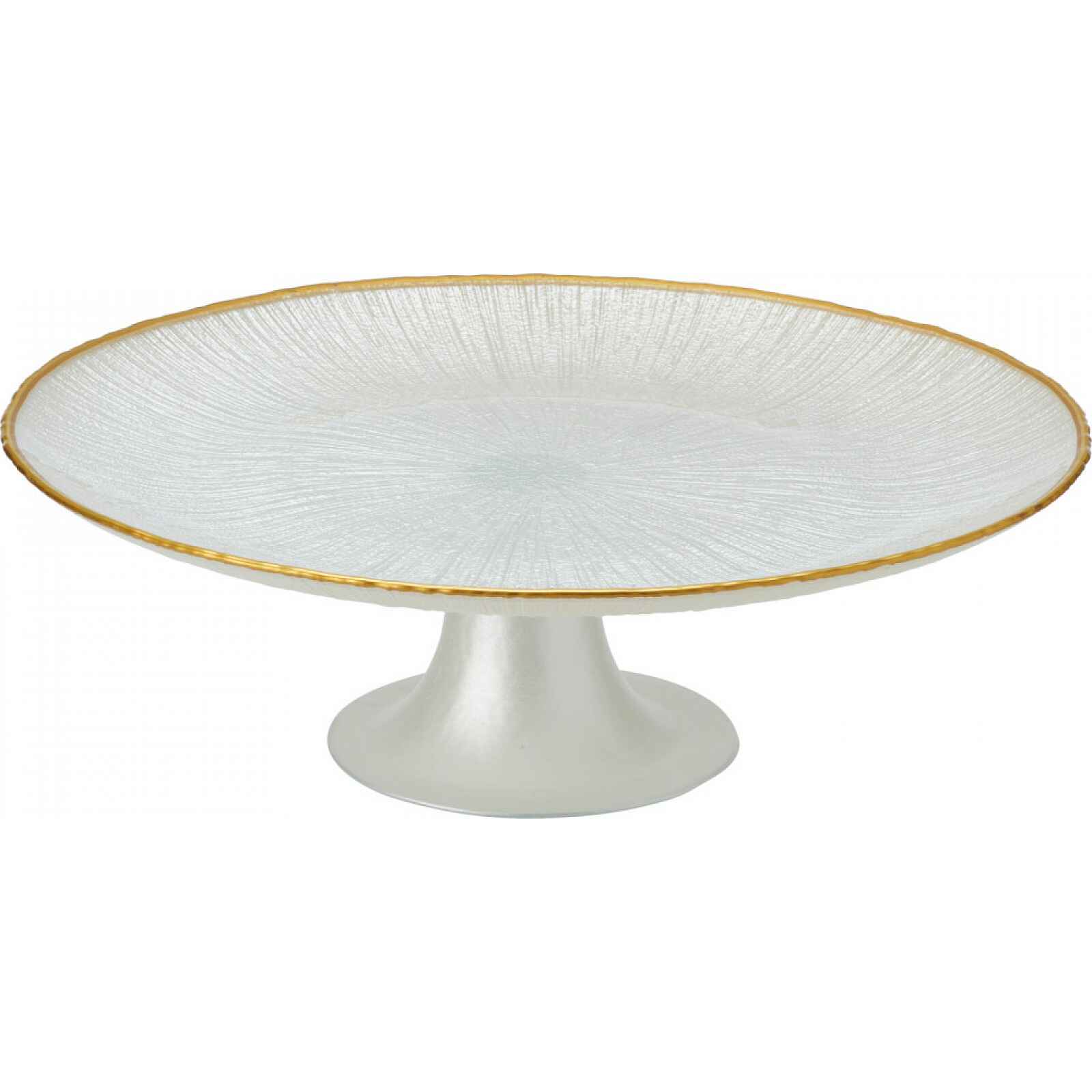 Podnos na dort a cukroví Dia 28x9,4 cm, bílá/zlatá