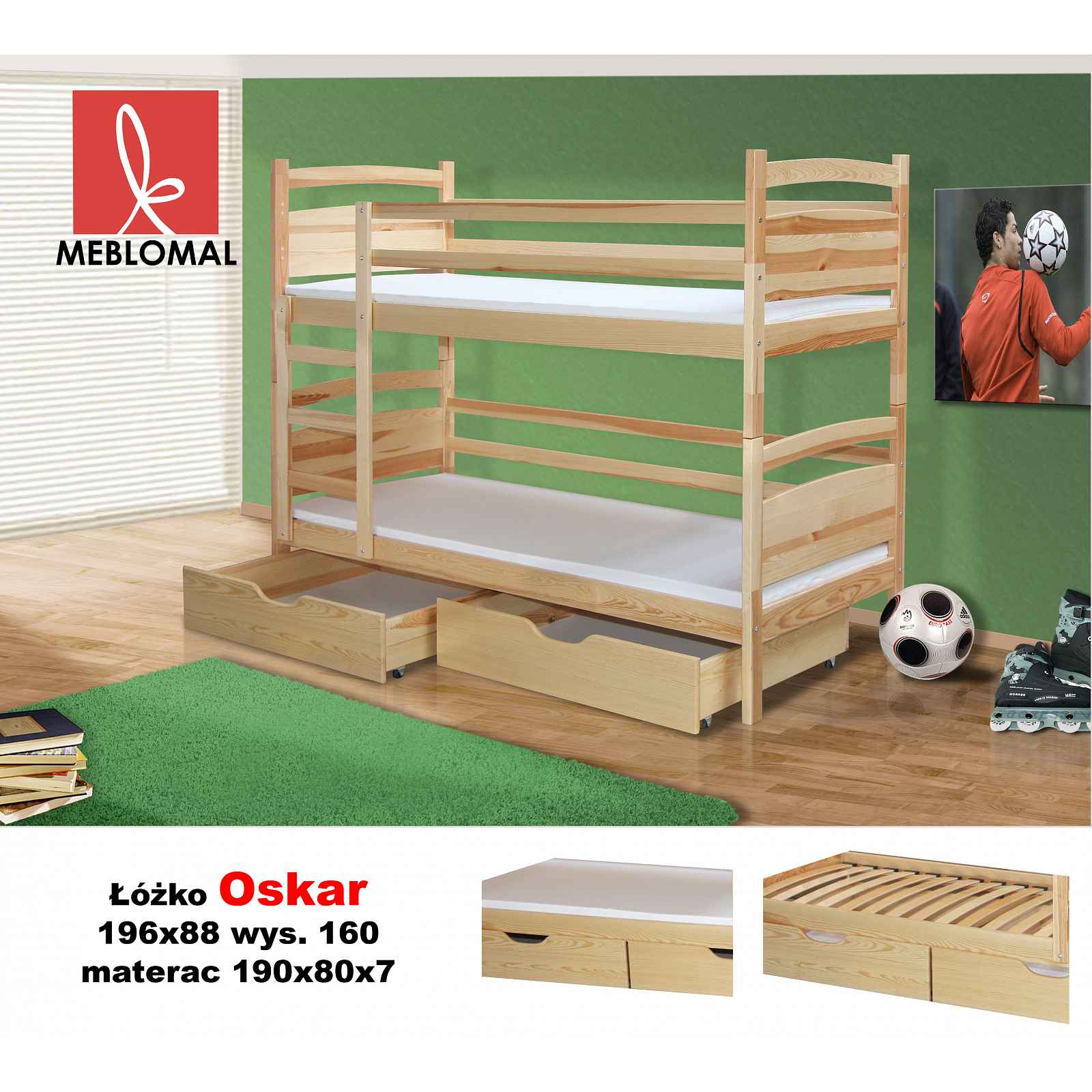 Dětská postel Oskar, masiv + matrace ZDARMA! HELCEL