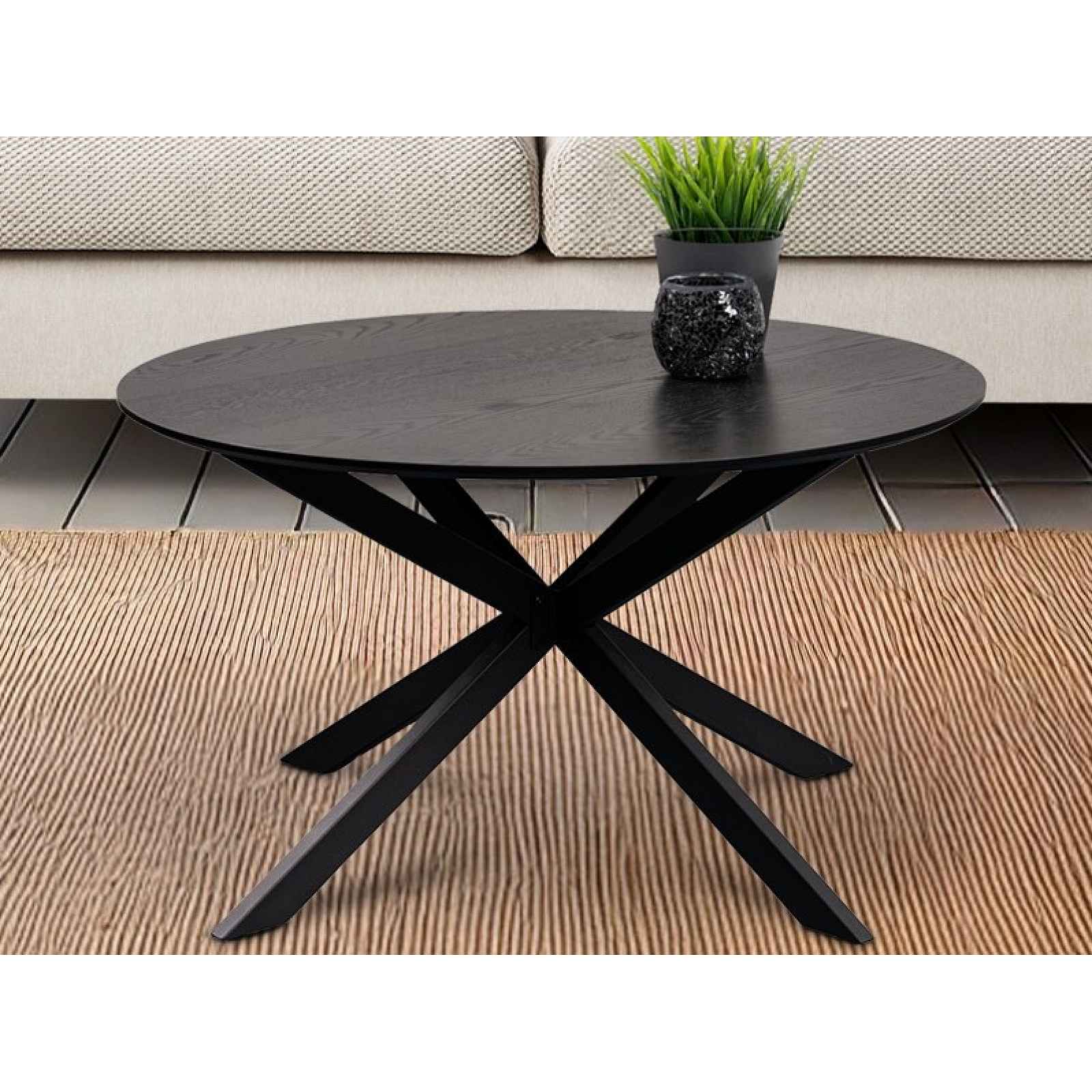 Kulatý konferenční stolek Paul, 48 cm, černý jasan