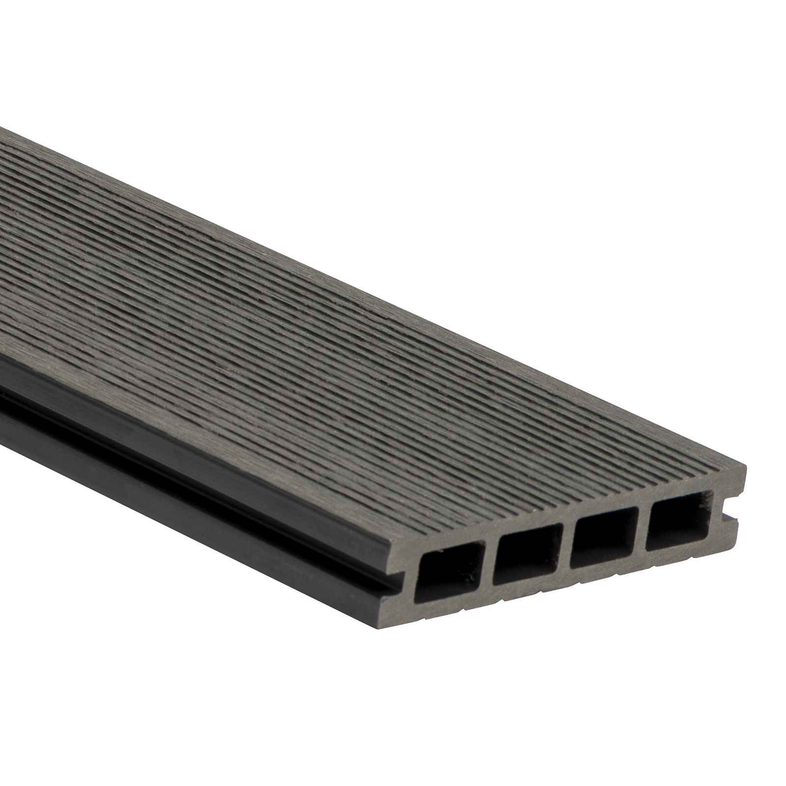 Prkno terasové dřevoplastové WPC PERI duté odstín dark grey 140×25×4000 mm