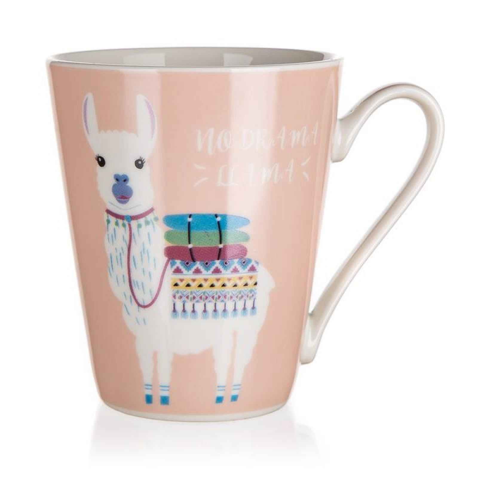 Hrnek Lama 320 ml, růžový