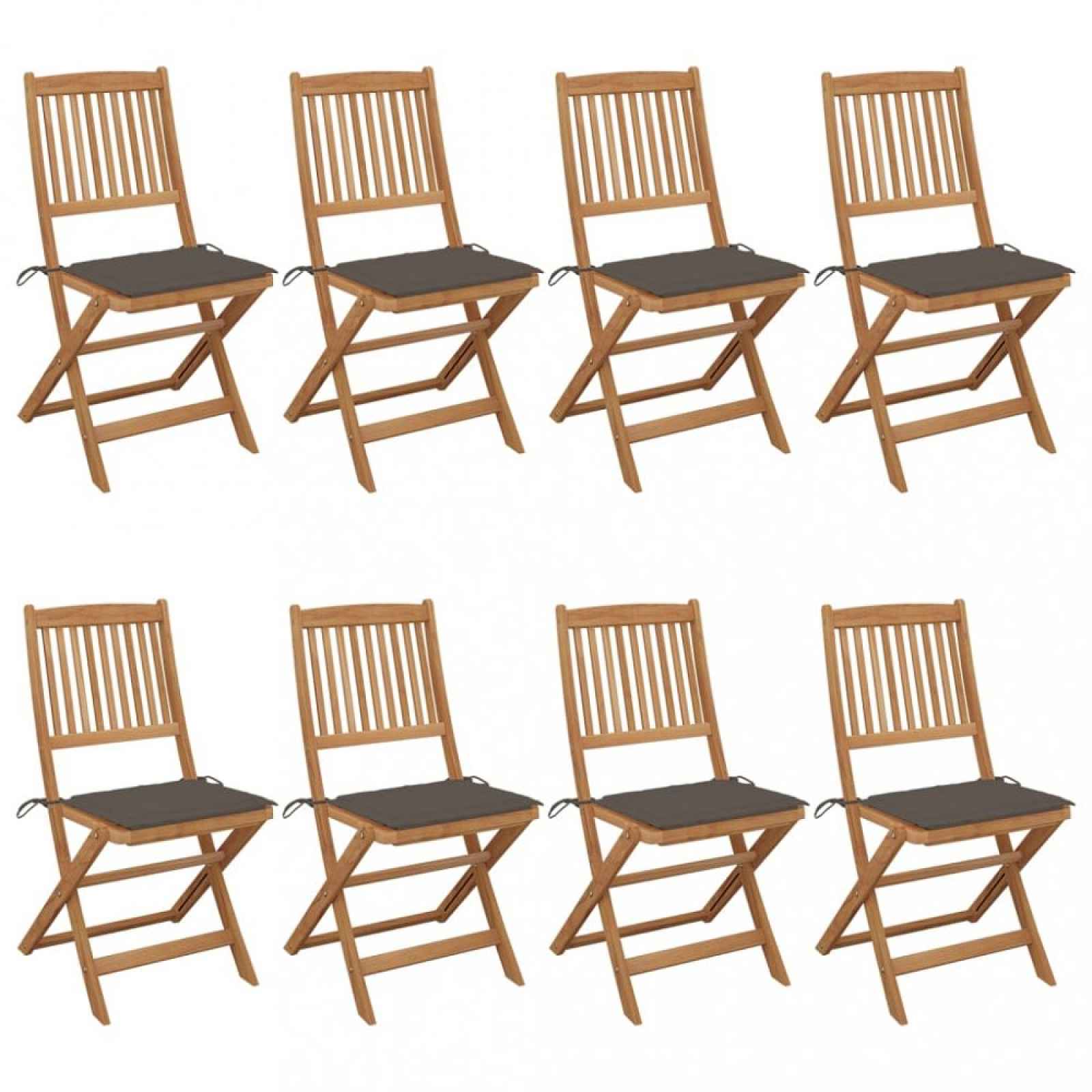 Skládací zahradní židle s poduškami 8 ks akácie / látka