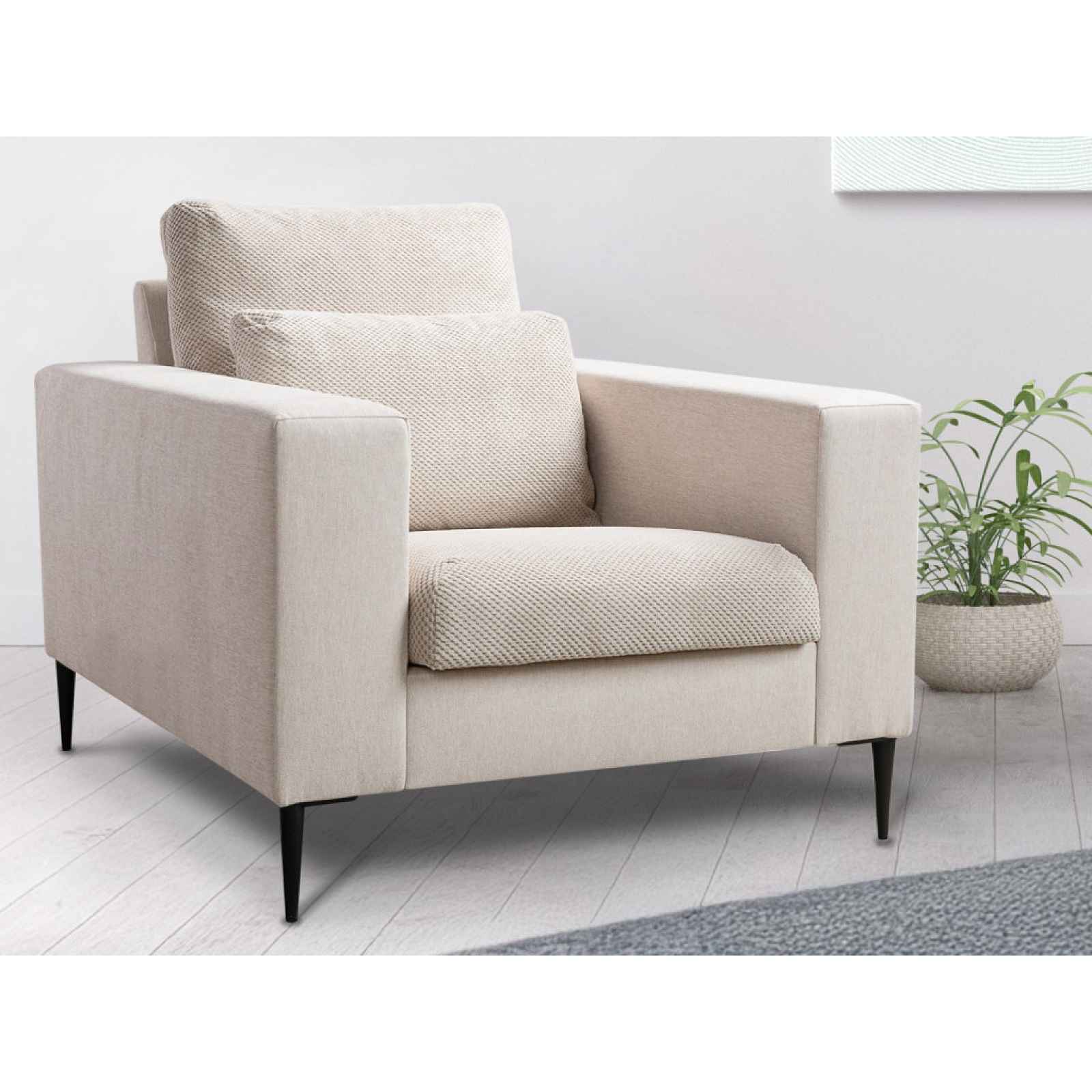 Křeslo Romeo, béžová strukturovaná látka