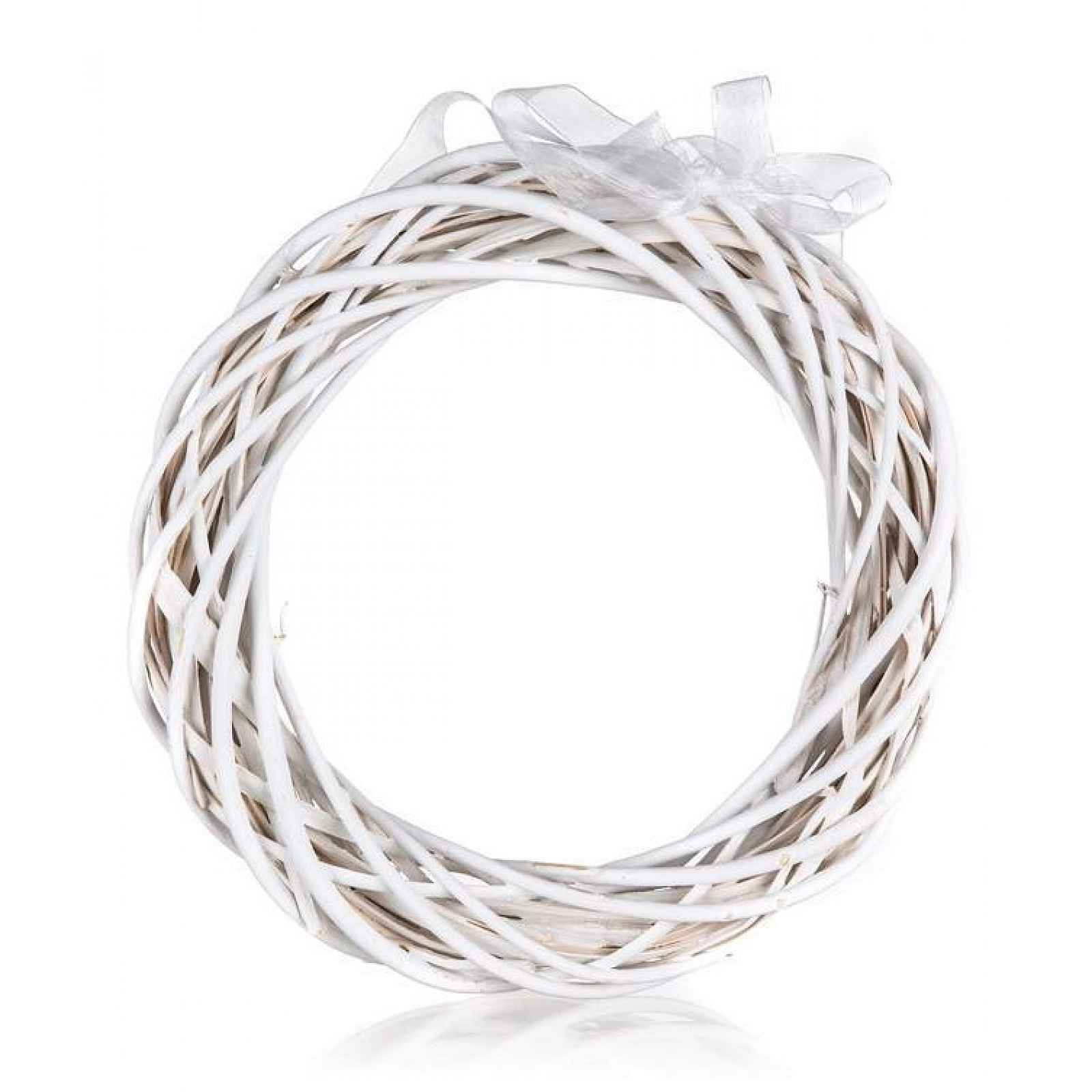 Dekorace Ratanový věnec 26 cm, bílý