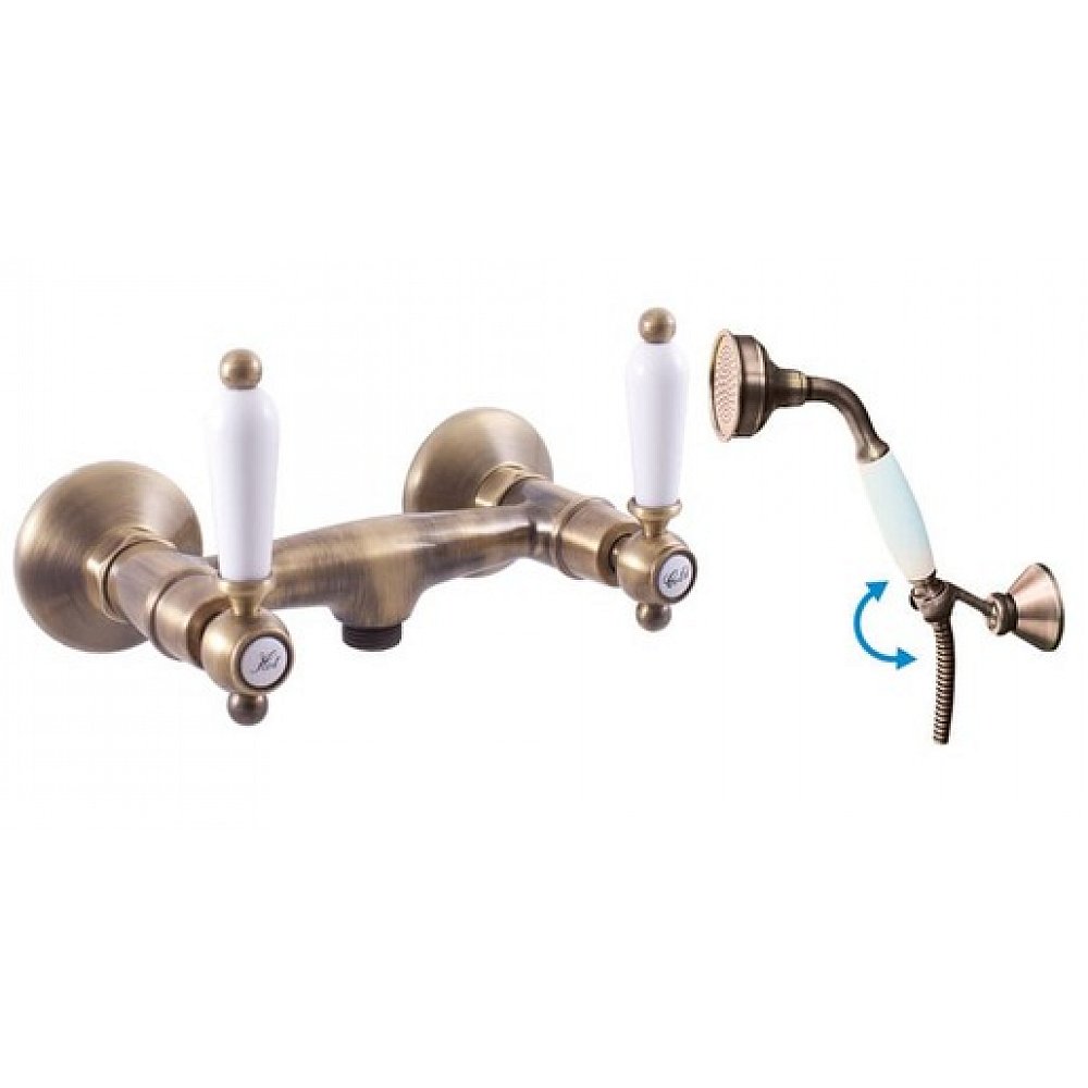 Sprchová baterie RAV SLEZÁK MORAVA se sprchovým setem 150 mm stará mosaz MK580.5/2SM