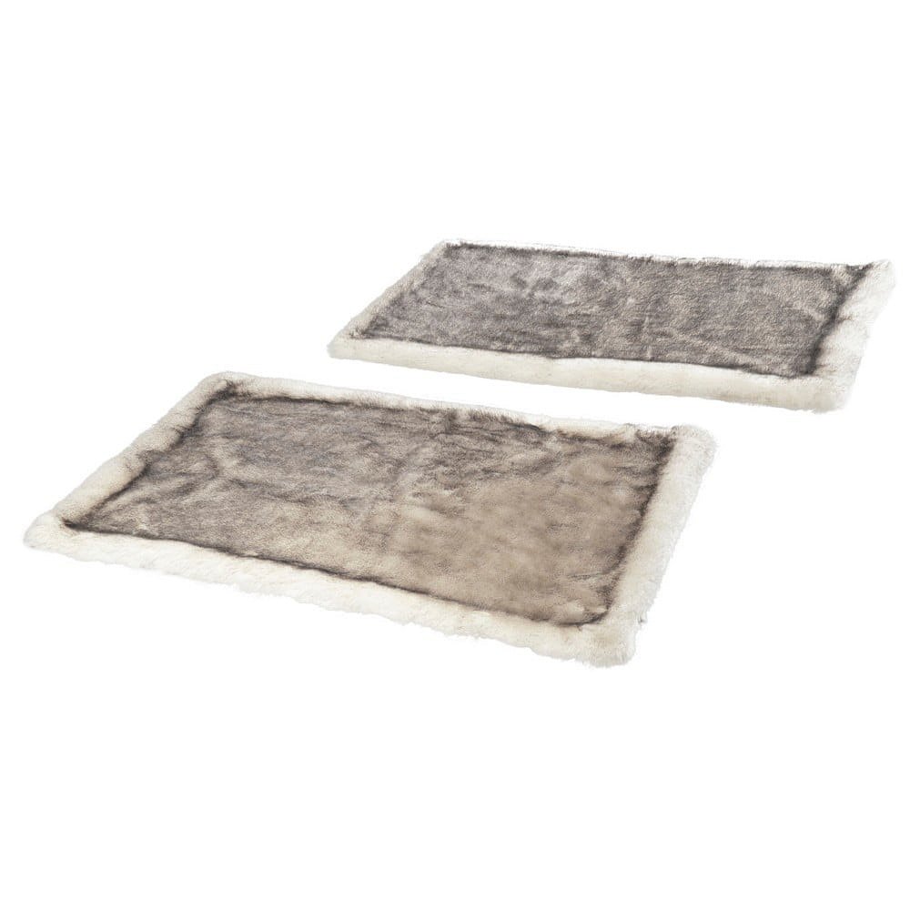 Sada 2 šedohnědých koberečků z umělé kožešiny k posteli Mint Rugs