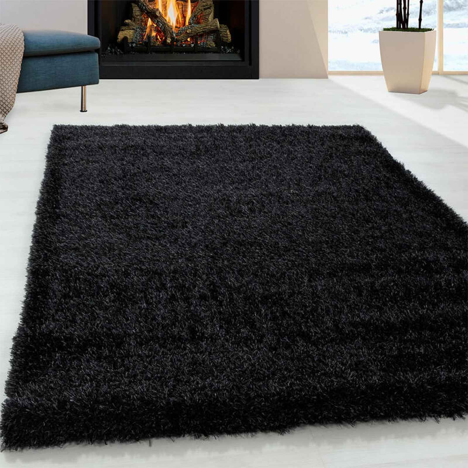 Vopi Kusový koberec SHAGGY Brilliant černý 120 x 170 cm