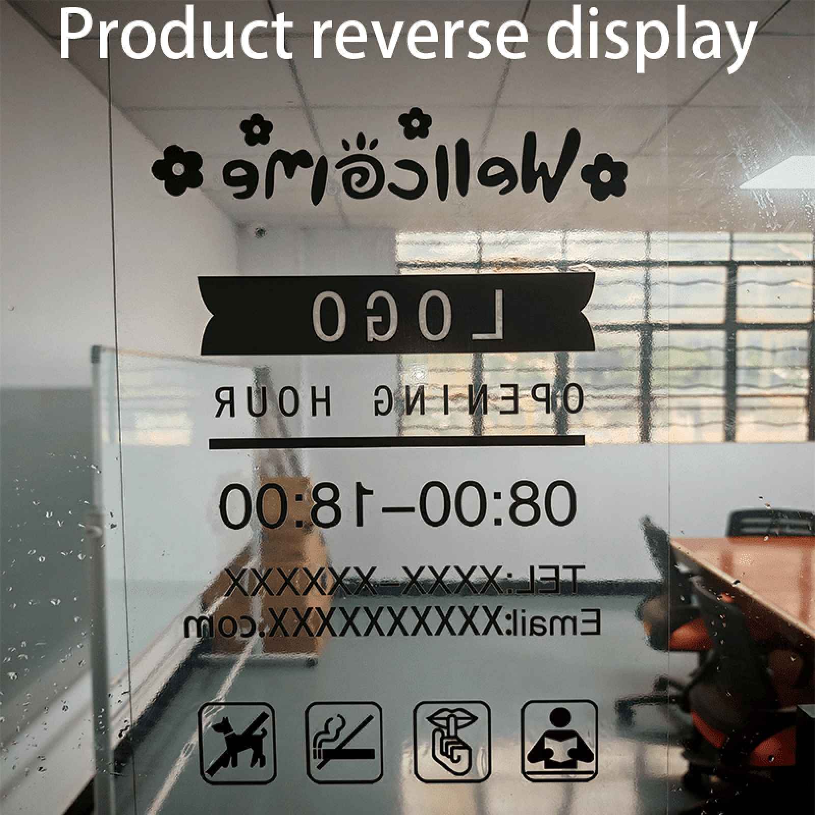 TEMU Personalizované transparentní skleněné samolepky, přizpůsobitelné pro firemní reklamy, , otevírací hodiny, informace o produktech, fotografie,