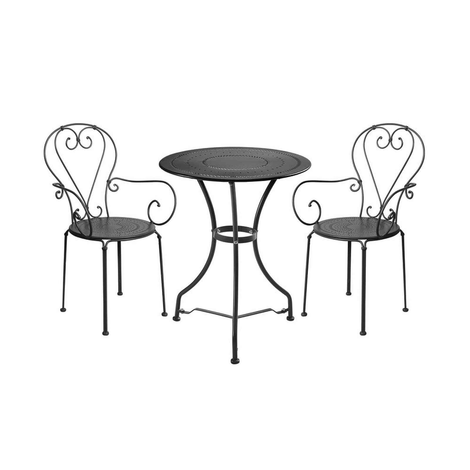 Butlers CENTURY Set zahradního nábytku 2 ks židle s područkami a 1 ks stůl - černá