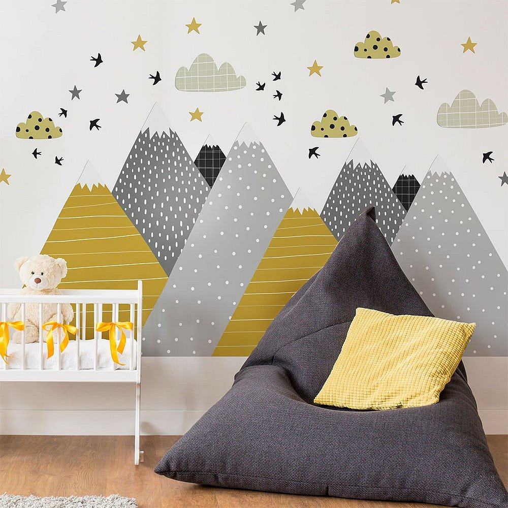 Nástěnná samolepka Ambiance Giant Kid Sticker Scandinavian Mountains Henrika