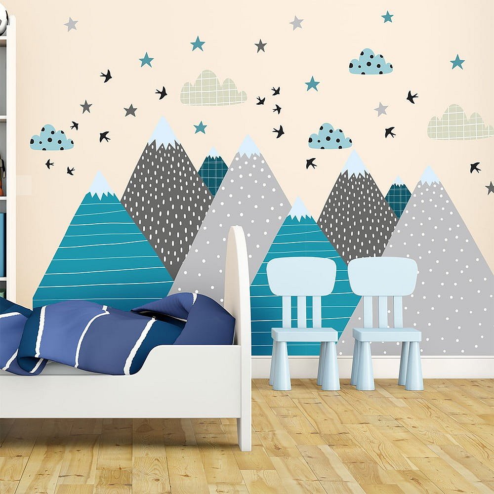 Nástěnná samolepka Ambiance Giant Kid Sticker Scandinavian Mountains Janeka