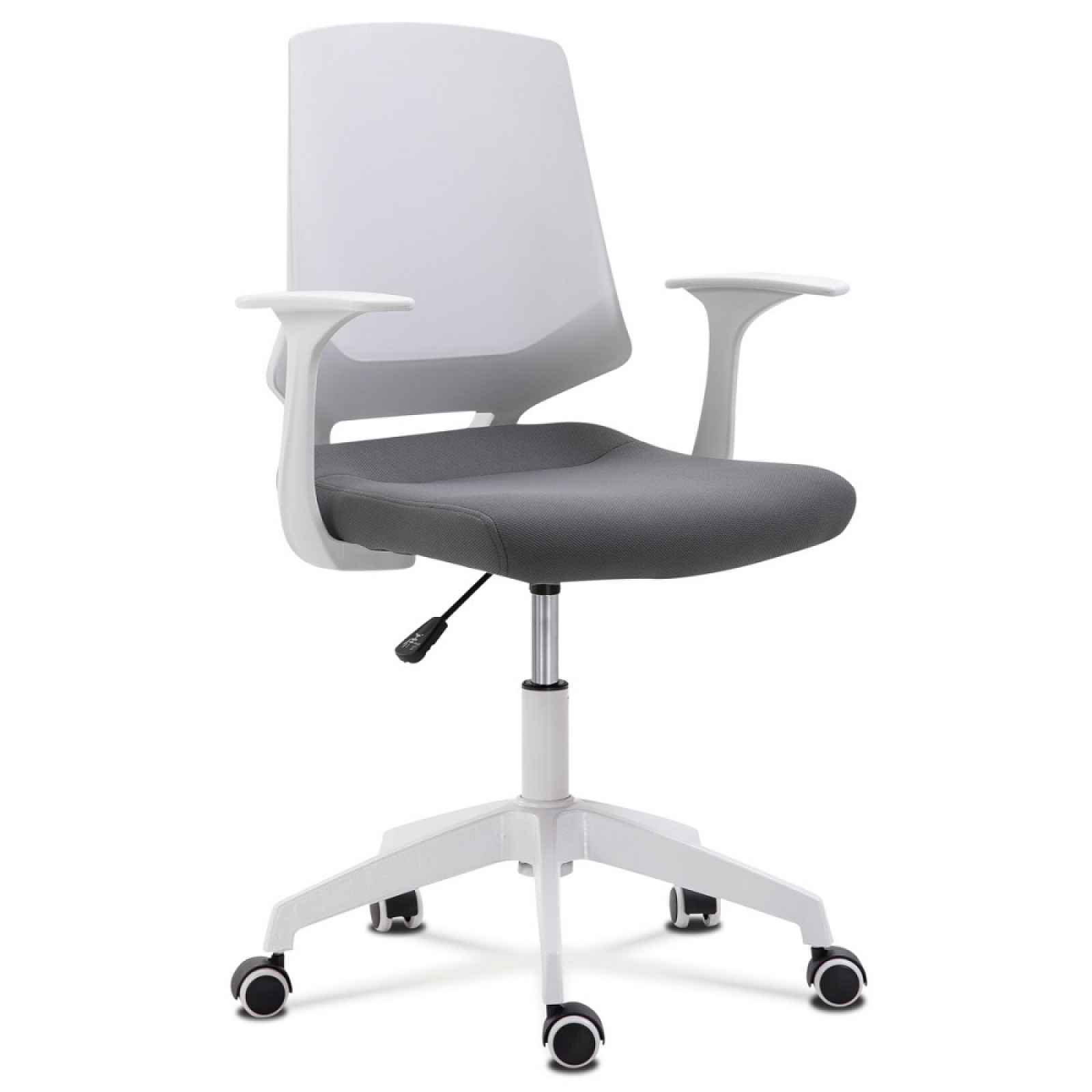 Kancelářská židle, sedák šedá látka, bílý PP - 65 x 55 x 92-101 cm
