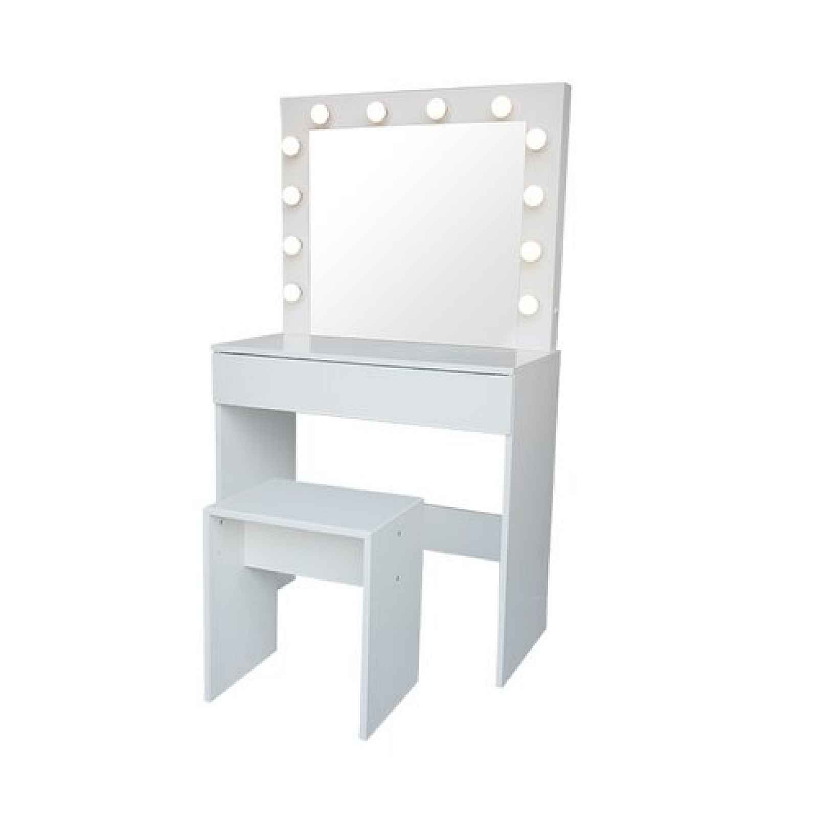 Kosmetický stolek se zrcadlem Kamila, 140 x 40 x 80 cm bílá