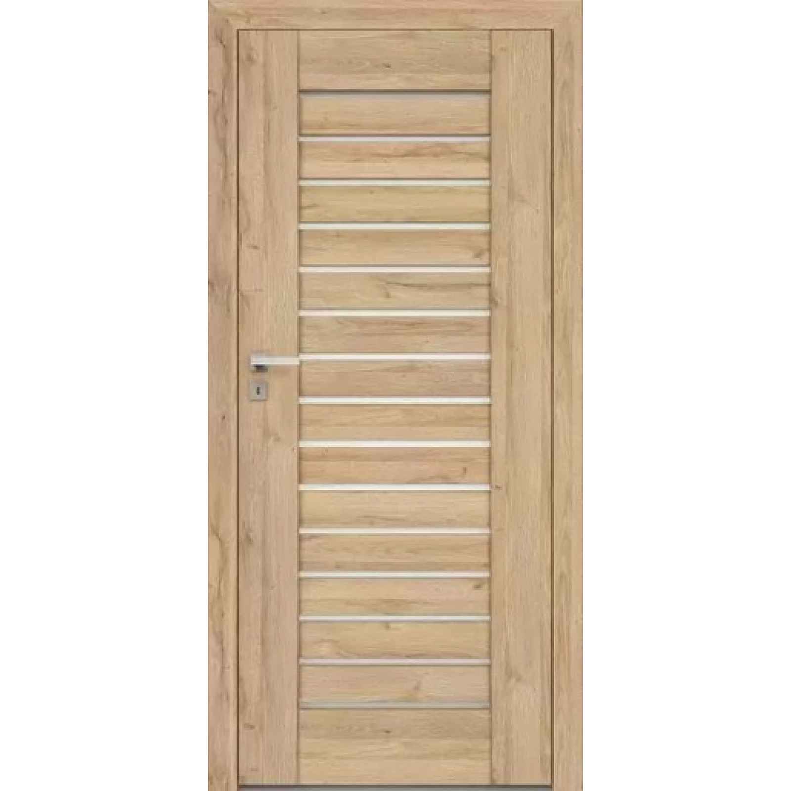 Interiérové rámové dveře Piano 0 s obdelným a horizontálním prosklením. Dveře mají rám z MDF desky.