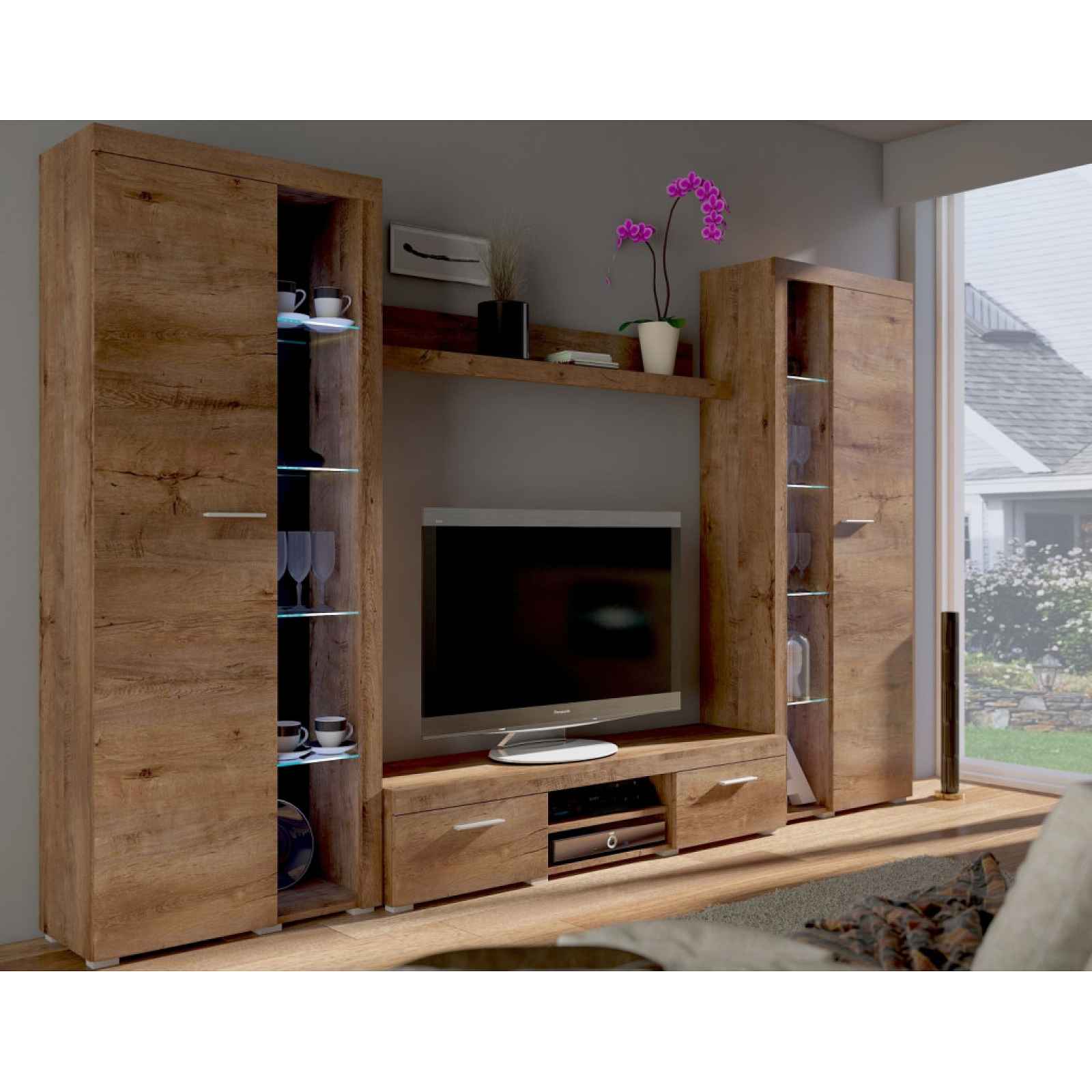 Obývací stěna Flamenco XL, dub lefkas