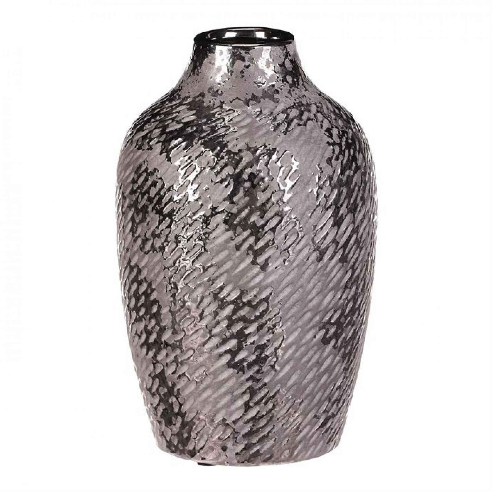 Keramická váza - tvar antické nádoby v. 22 cm, stříbrná