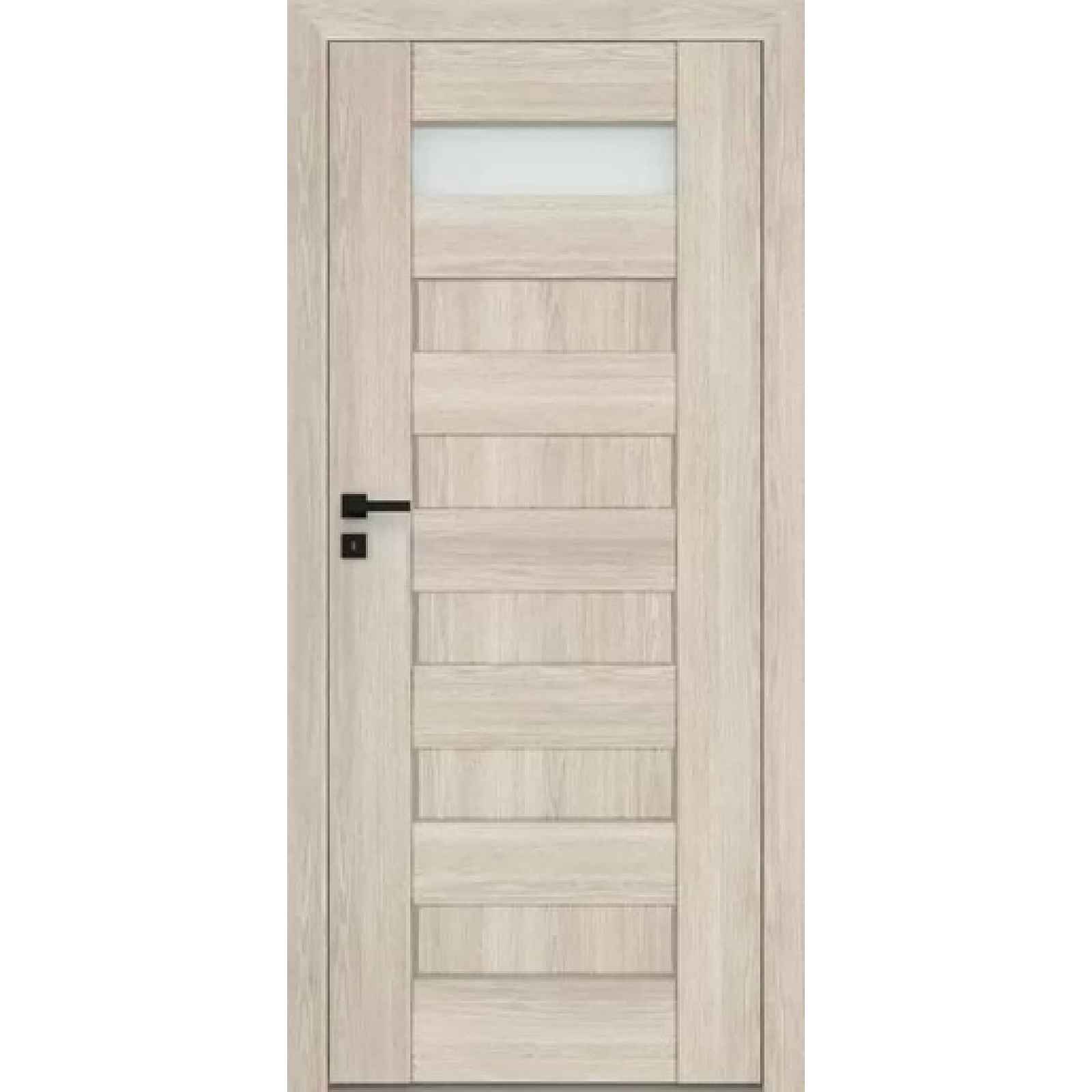 Interiérové rámové dveře Scala A1 s obdelným a horizontálním prosklením. Dveře mají rám z MDF desky.